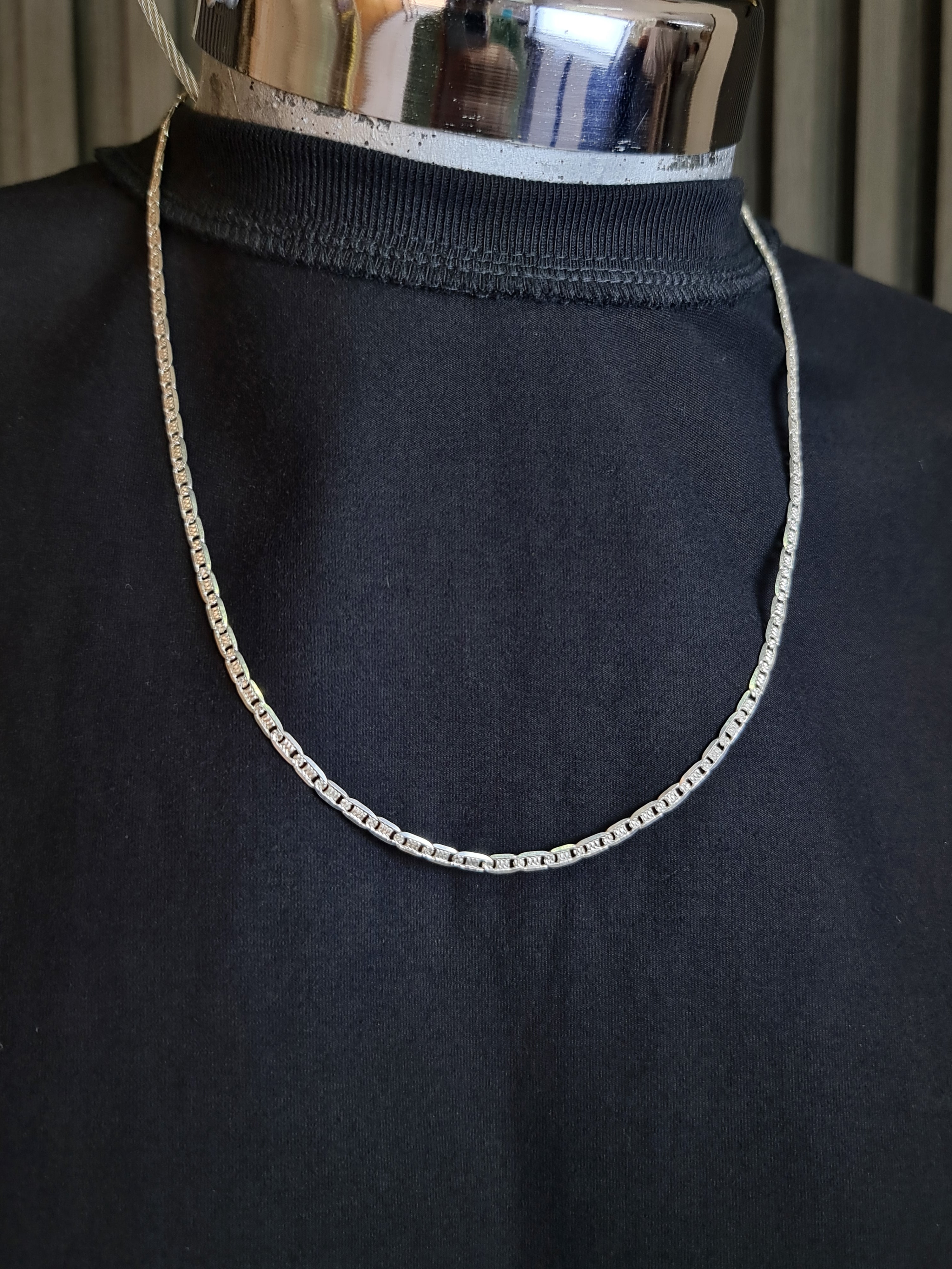 Cadena de Plata Esterlina, eslabón Gucci diamantado 3.3 mm x 50 cm