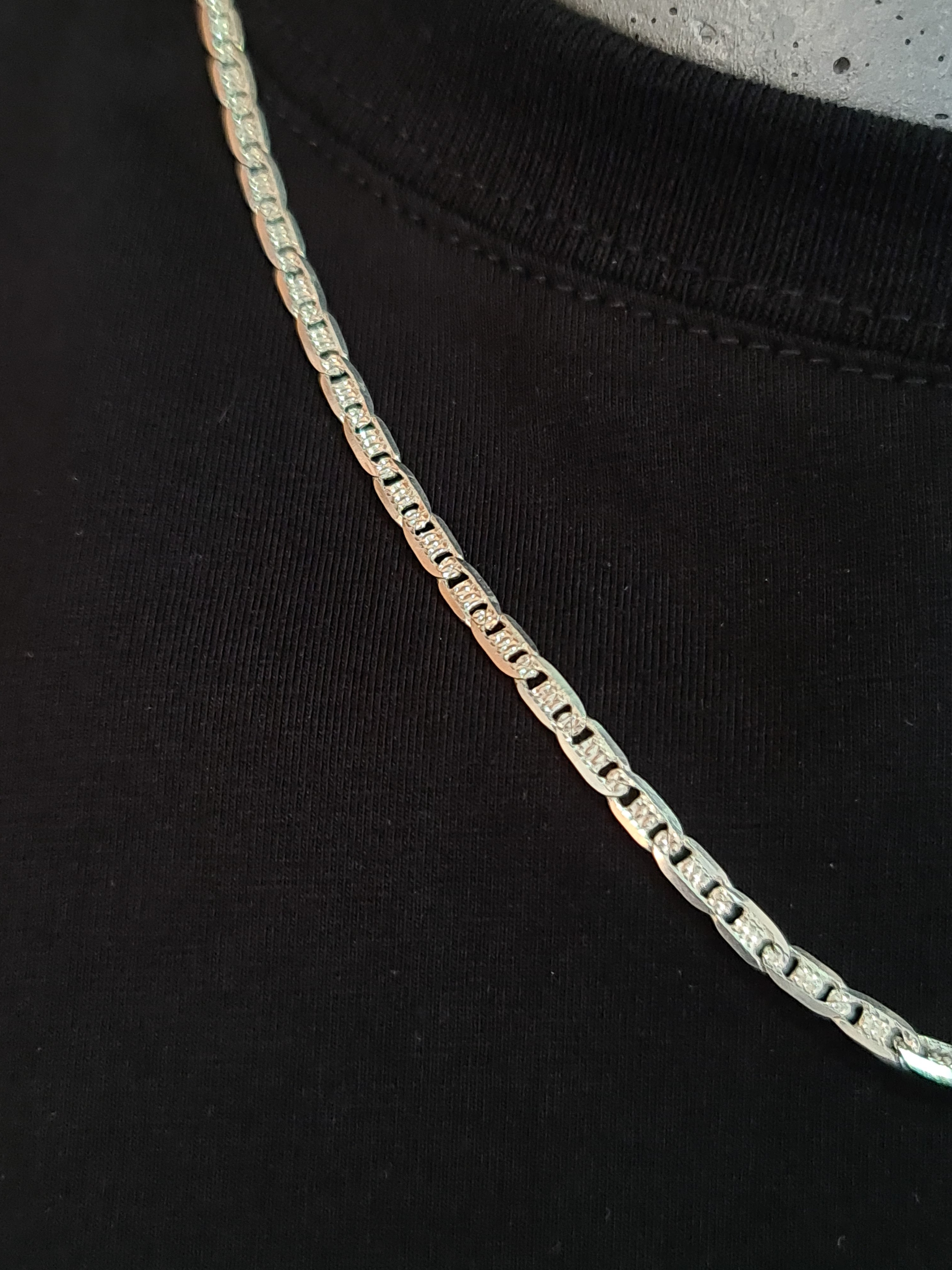 Cadena de Plata Esterlina, eslabón Gucci diamantado 3.3 mm x 50 cm