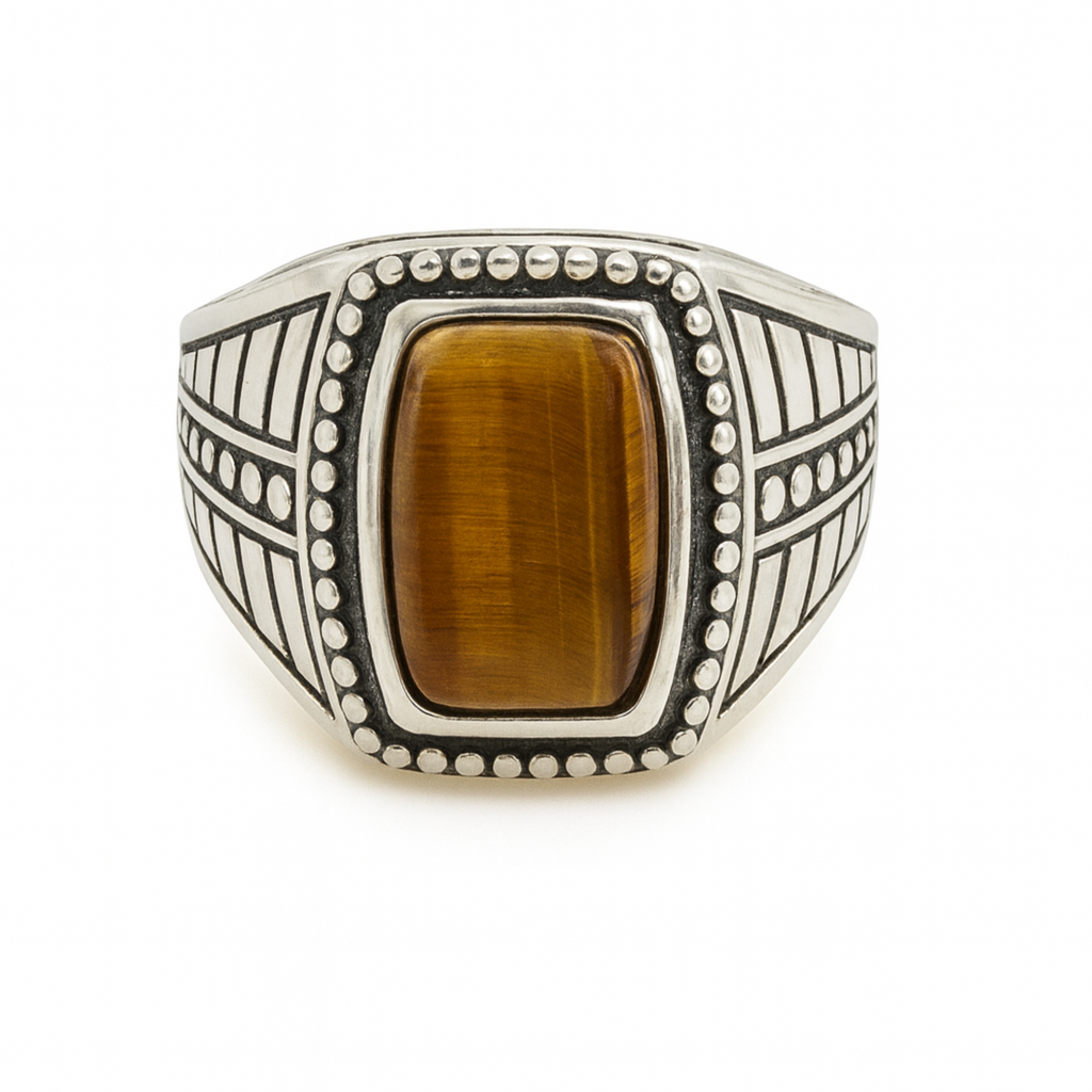 Anillo De Plata Esterlina Con Piedra Natural Amarilla