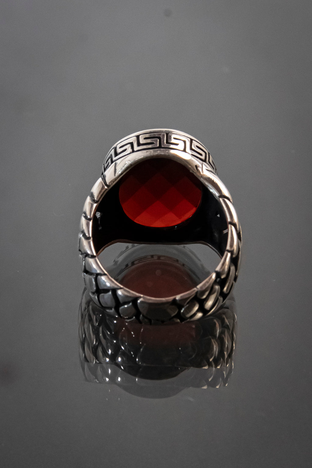 Anillo De Caballero De Plata Esterlina Con Piedra Natural Naranja