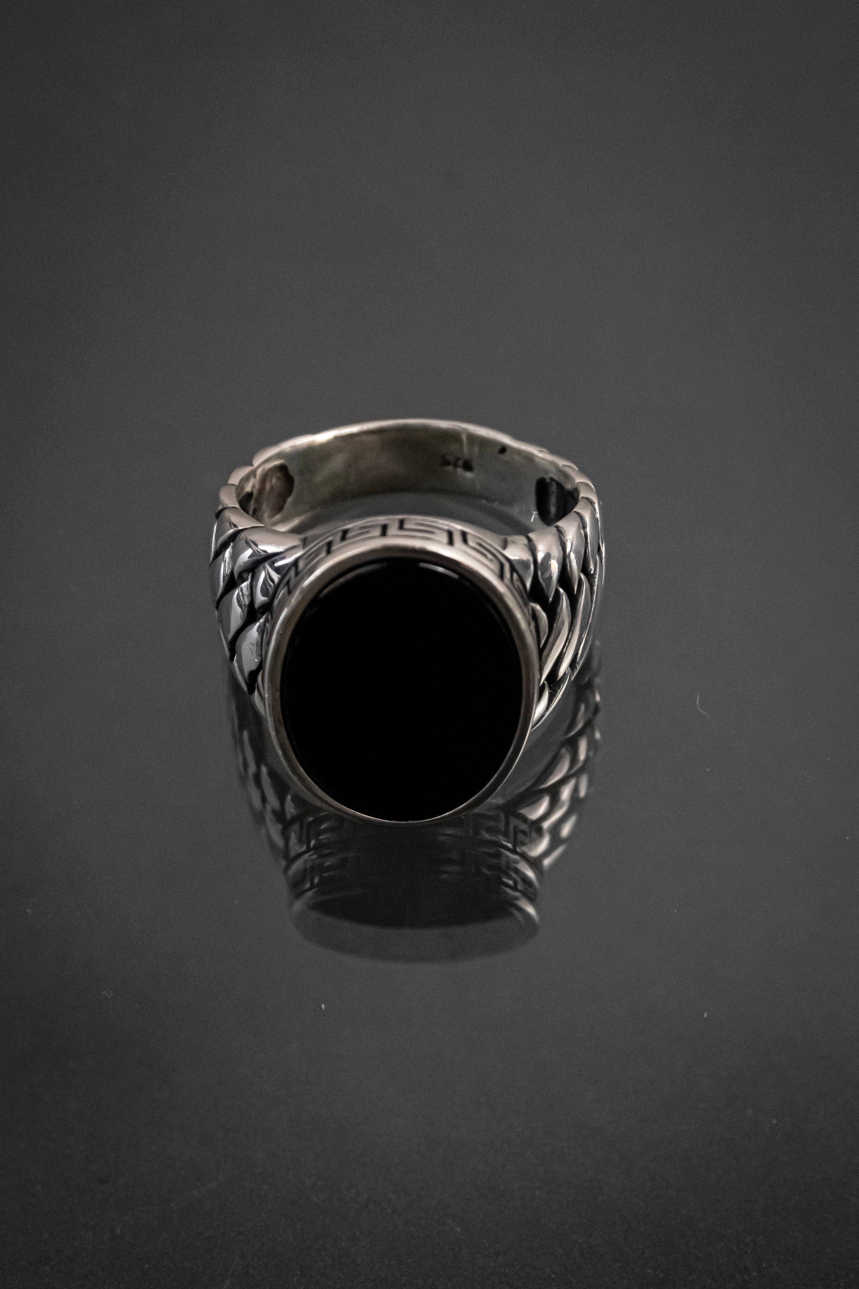 Anillo De Caballero De Plata Esterlina Con Piedra Natural Negra