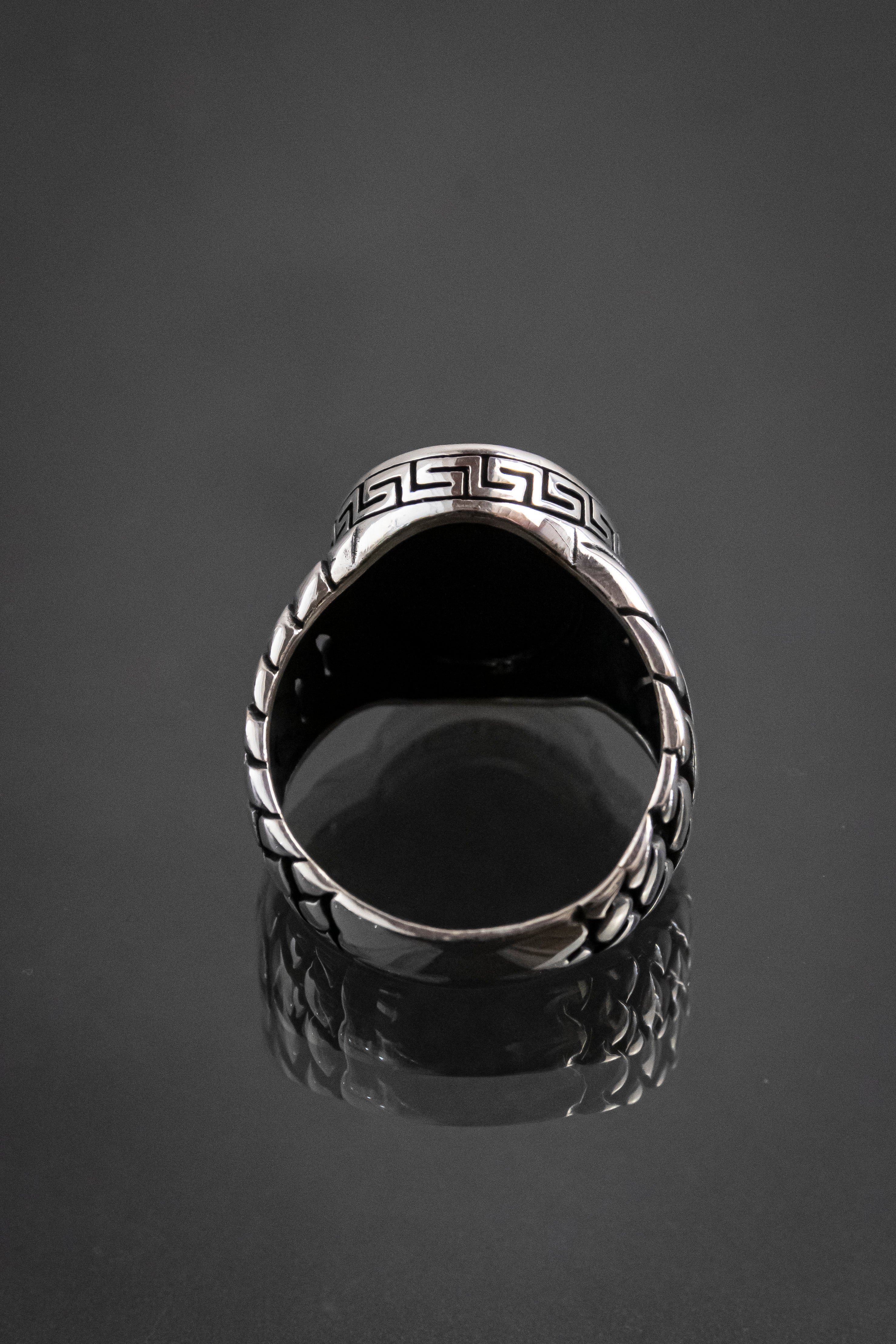 Anillo De Caballero De Plata Esterlina Con Piedra Natural Negra