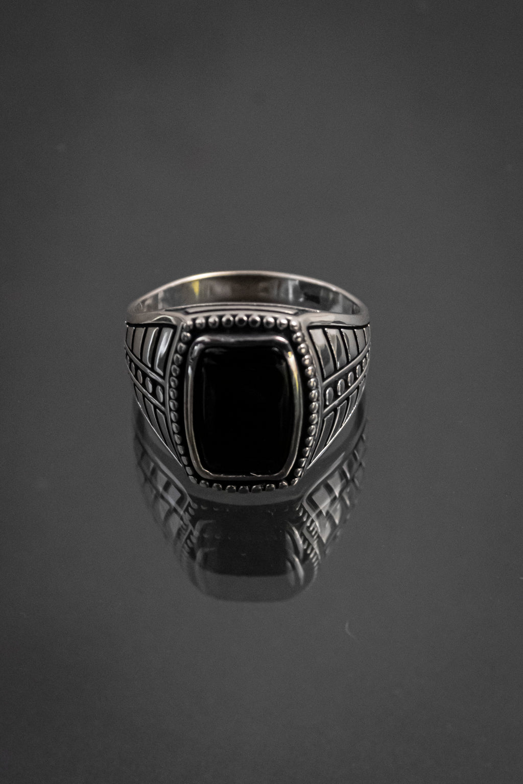 Anillo De Caballero De Plata Esterlina Con Piedra Natural