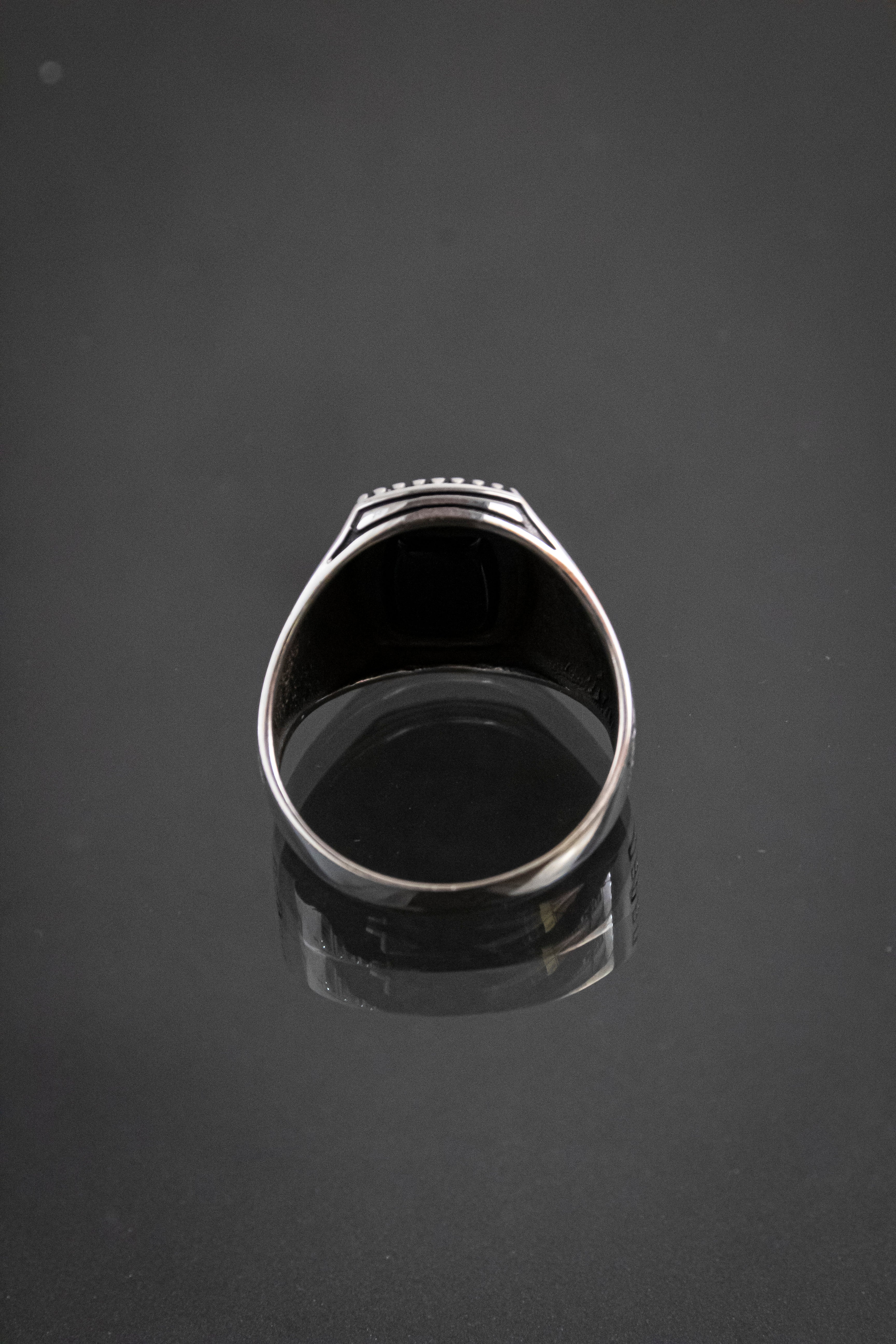 Anillo De Caballero De Plata Esterlina Con Piedra Natural