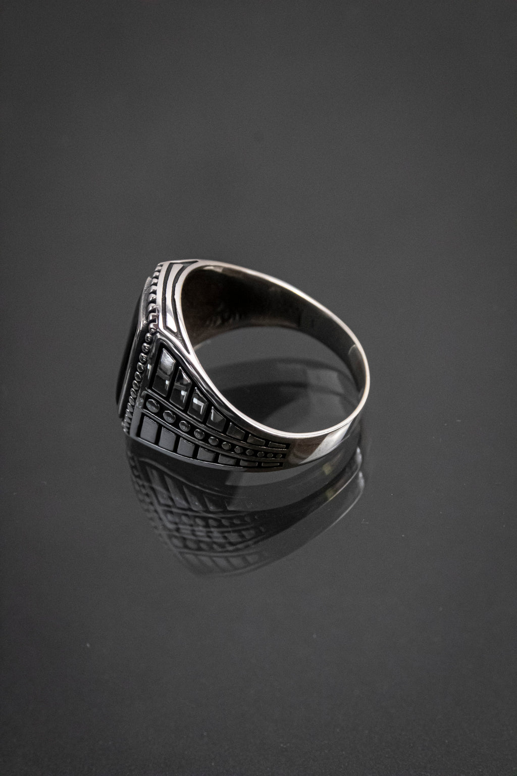 Anillo De Caballero De Plata Esterlina Con Piedra Natural