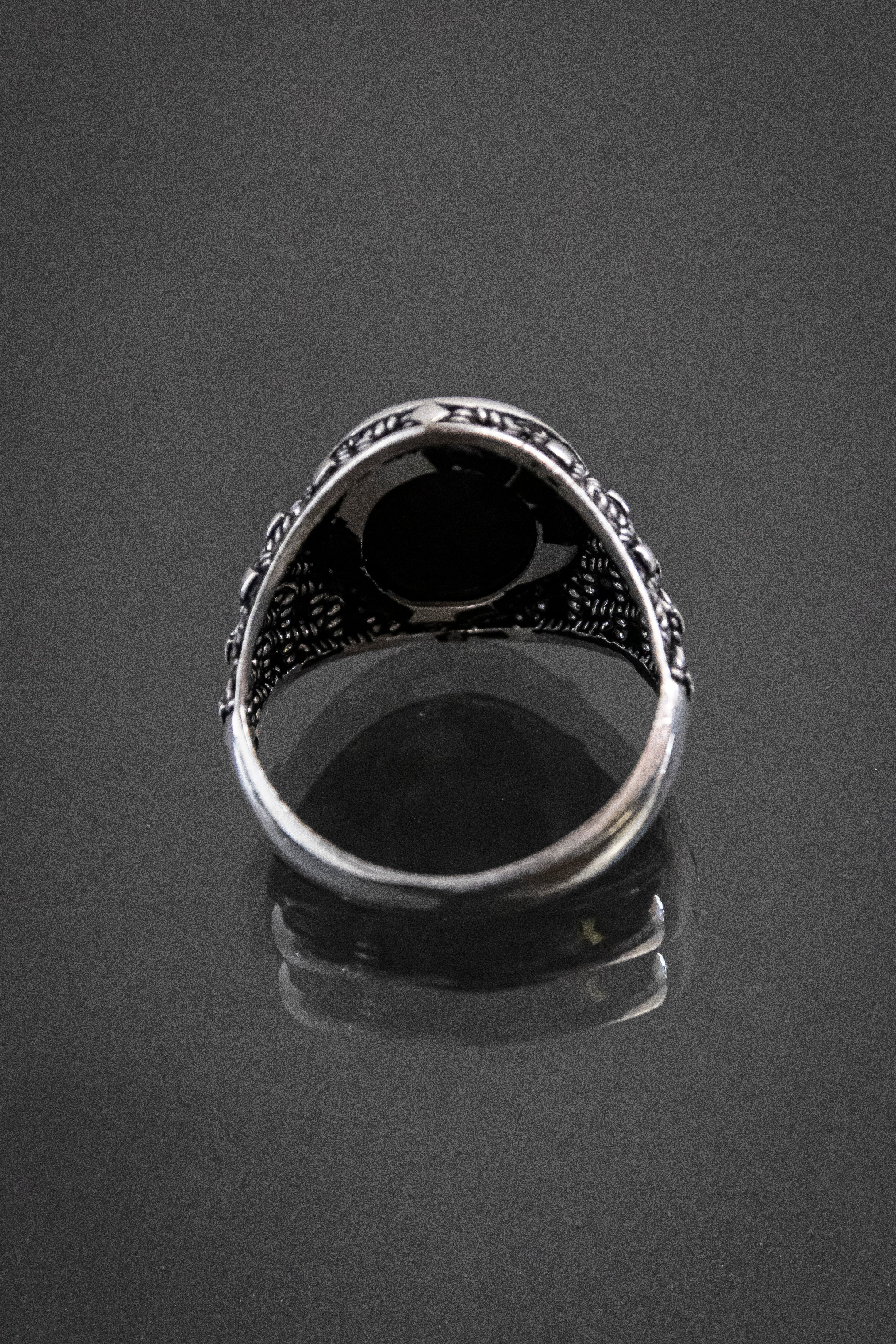 Anillo De Caballero Plata Esterlina Con Piedra Natural Negra