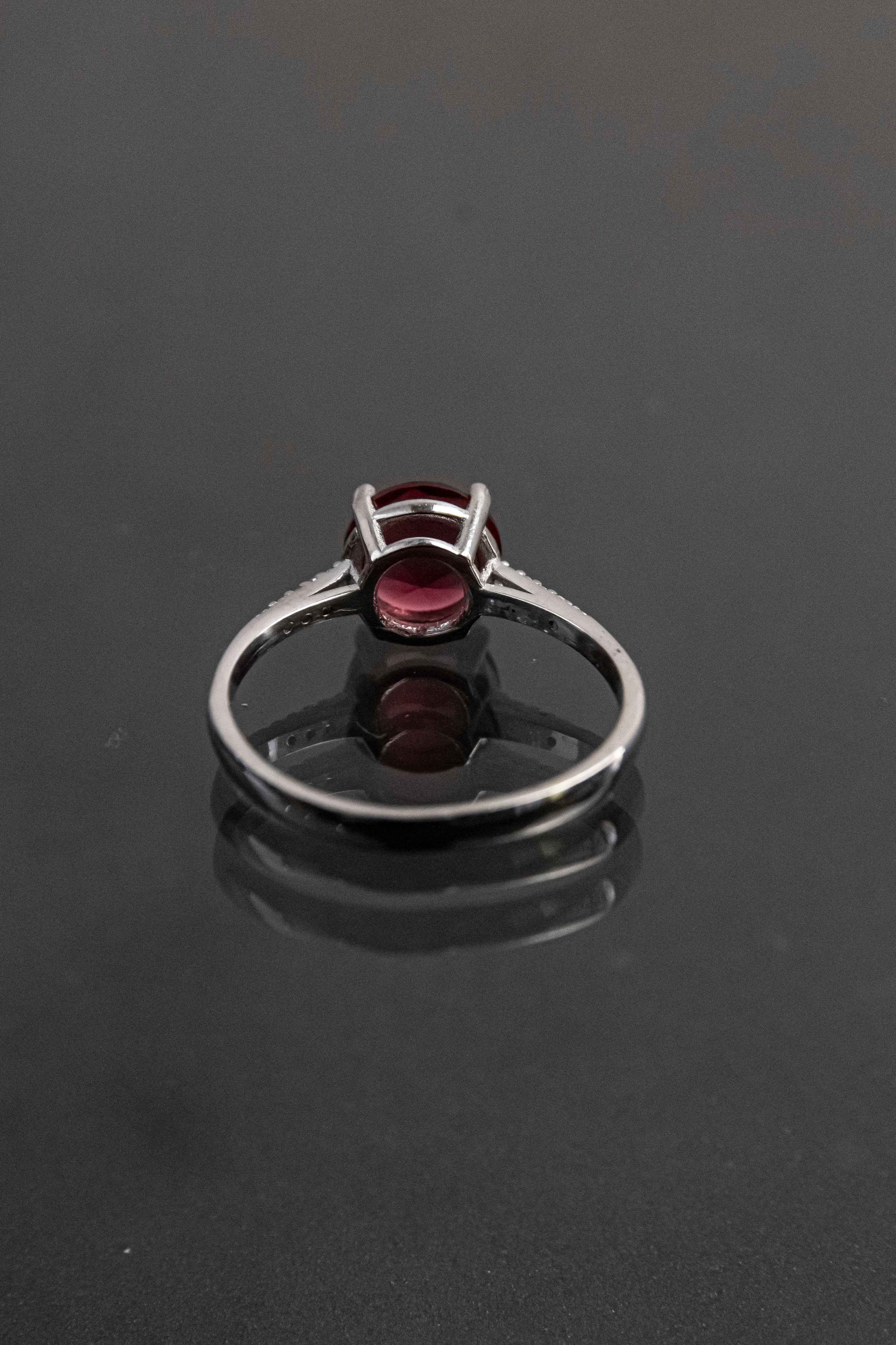 Anillo De Plata Turca Con Piedra Natural Roja De Laboratorio