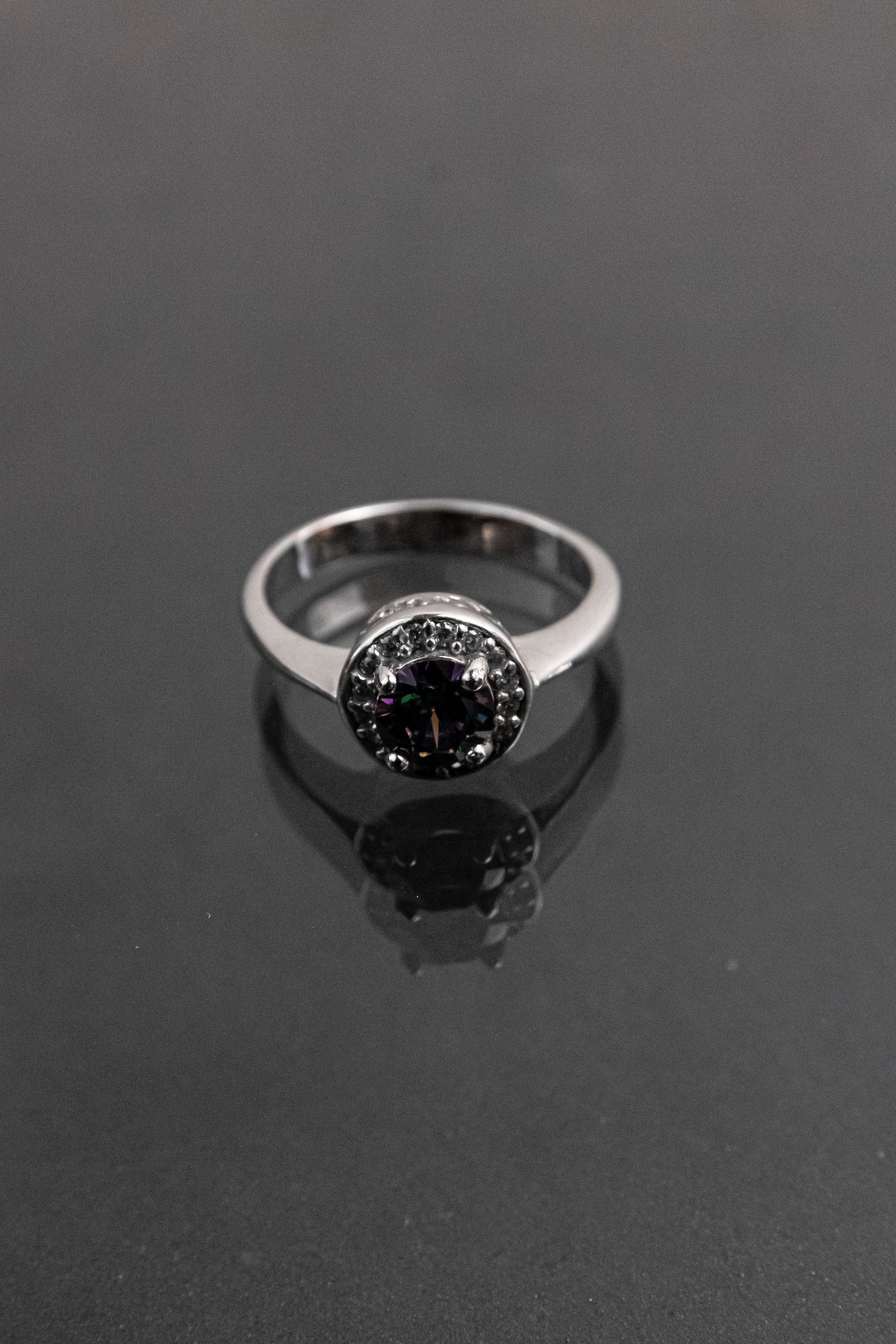 Anillo De Plata Turca Con Piedra Natural Morada De Laboratorio