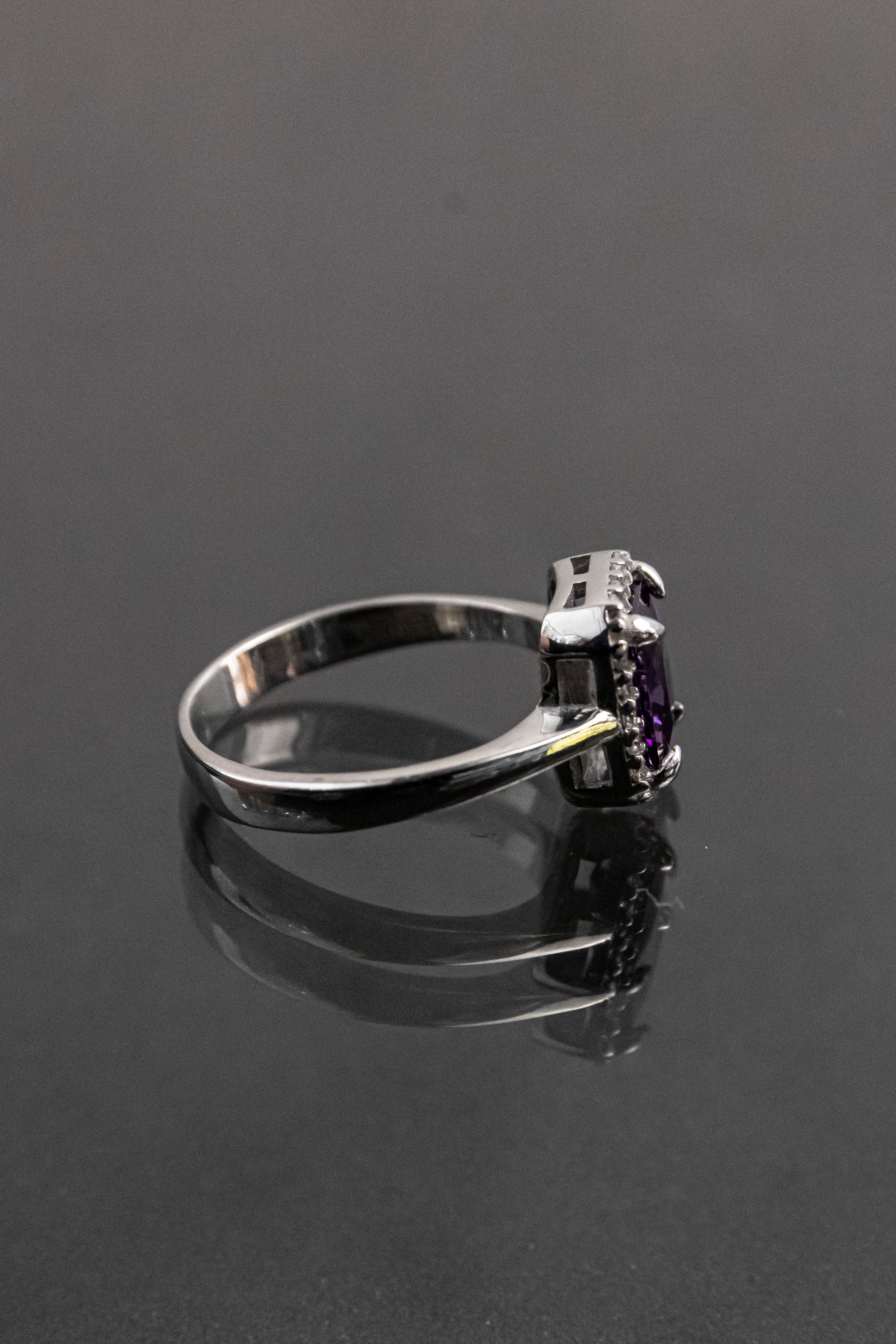 Anillo De Plata Turca Con Piedra Natural Violeta De Laboratorio