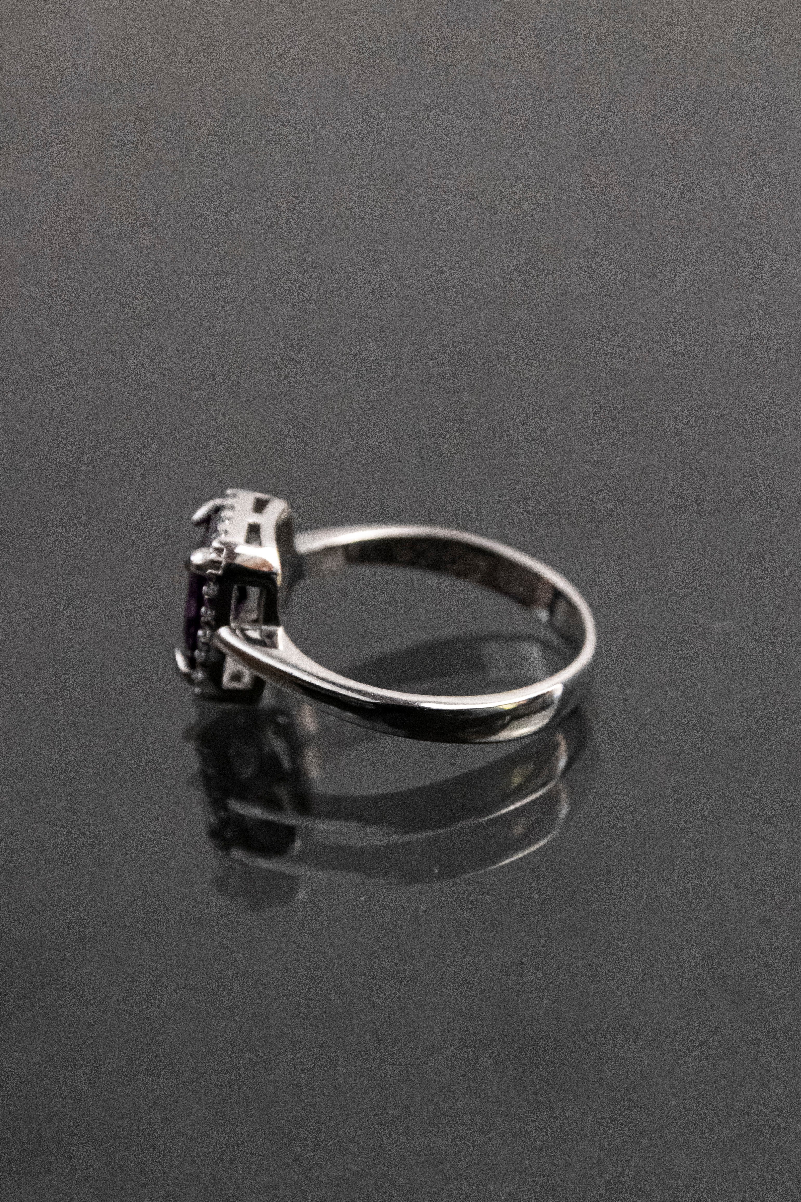 Anillo De Plata Turca Con Piedra Natural Violeta De Laboratorio