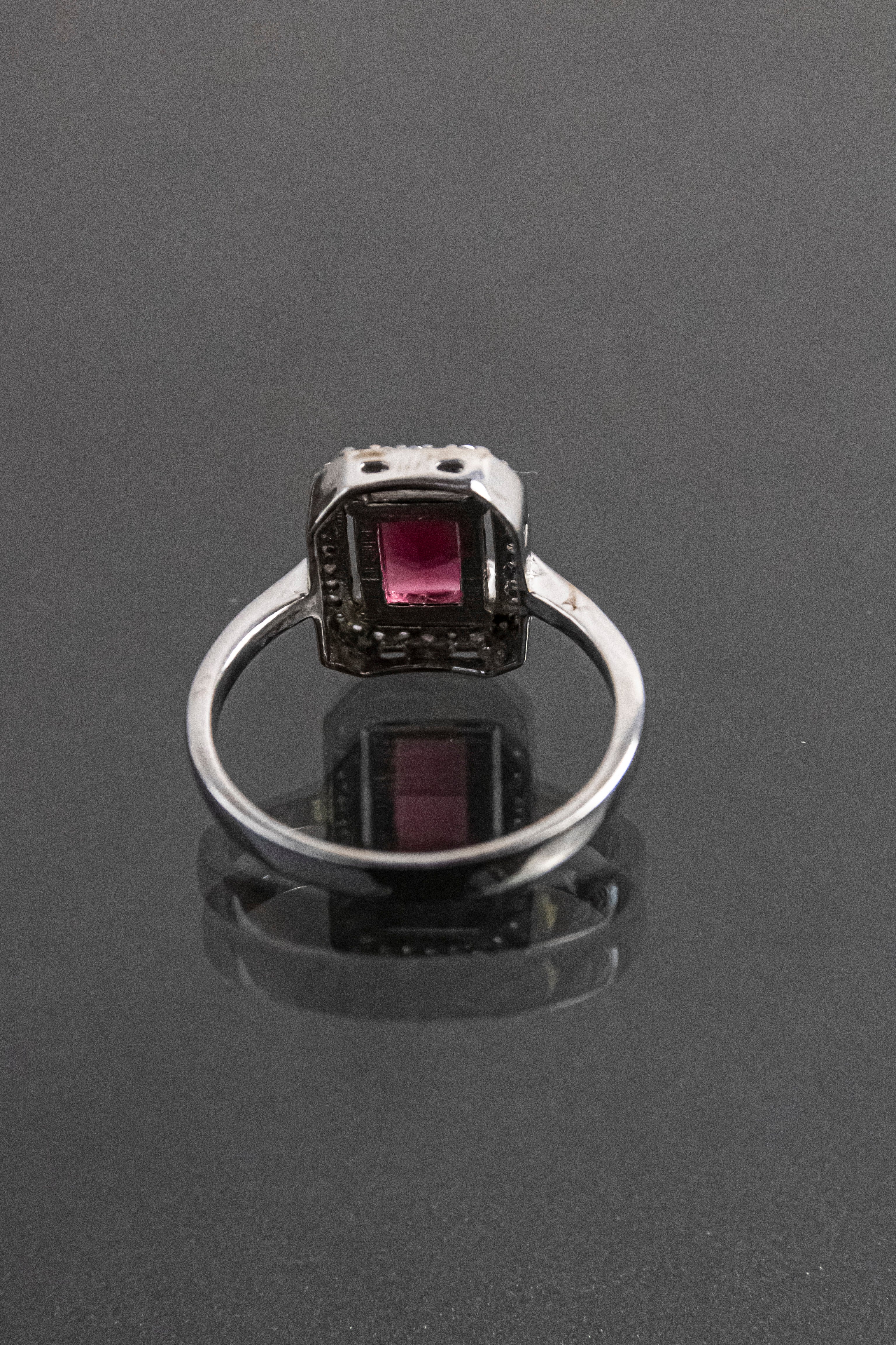 Anillo De Plata Turca Con Piedra Natural Roja De Laboratorio