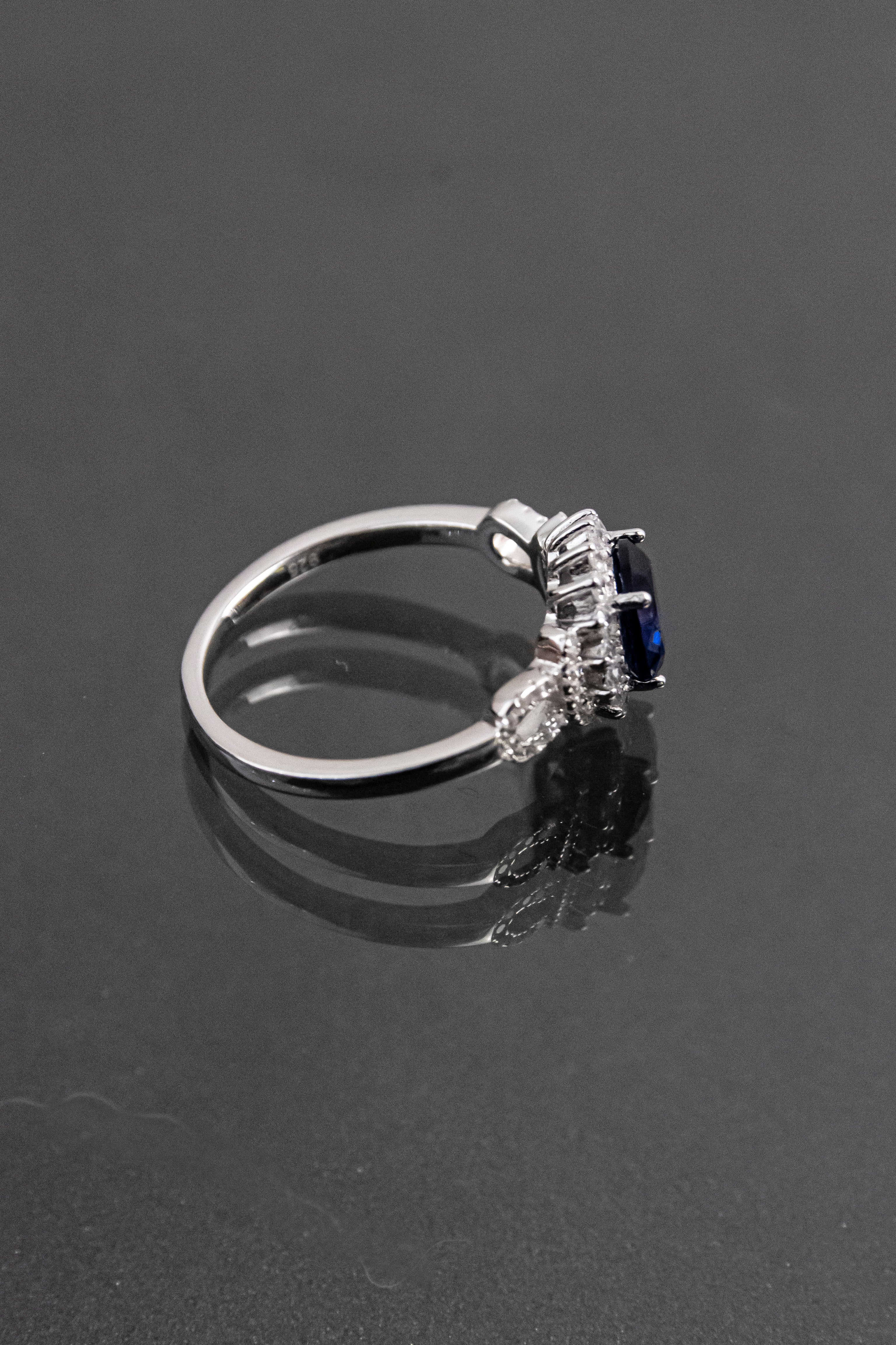 Anillo De Plata Turca Con Piedra Natural Azul Zafiro De Laboratorio