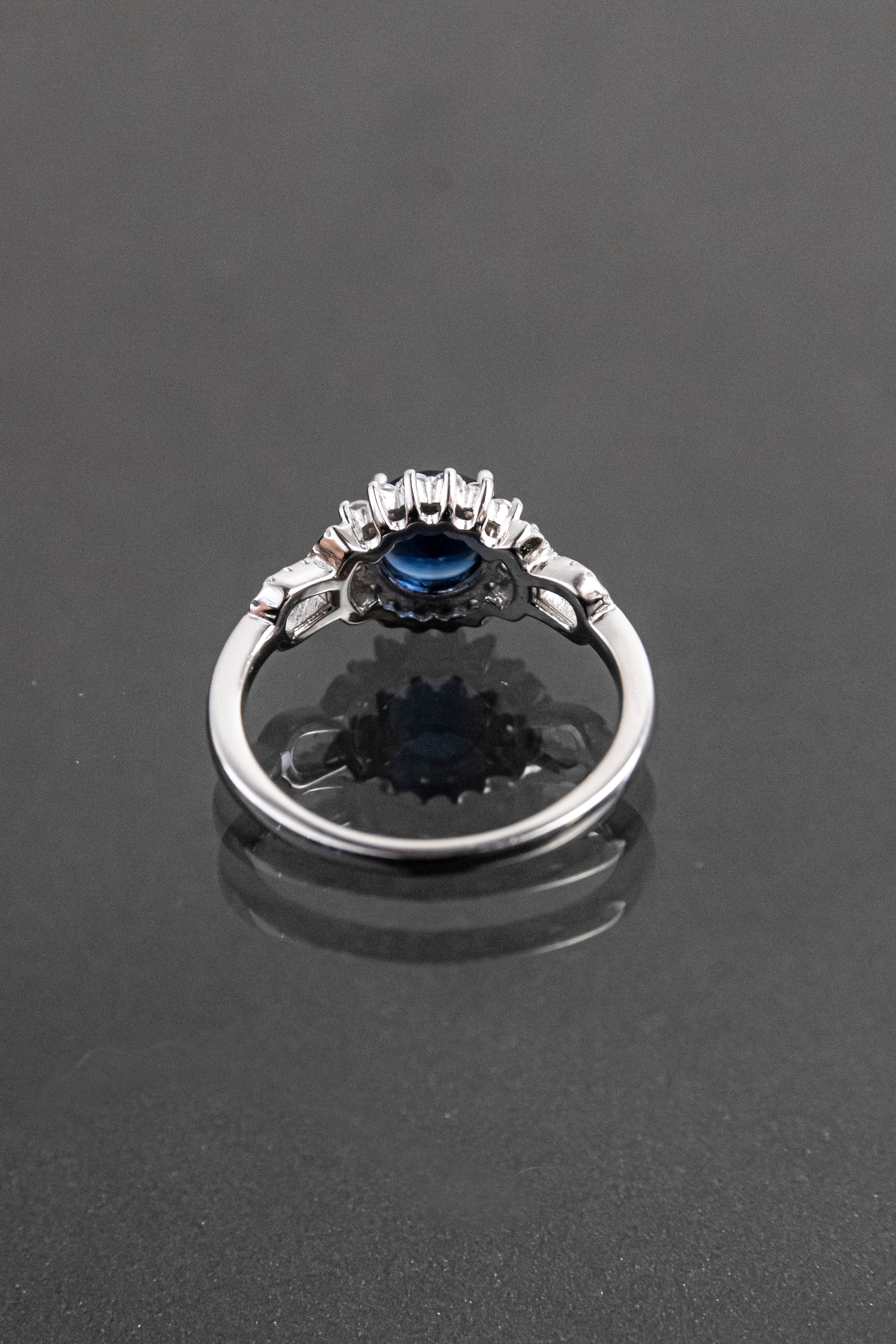 Anillo De Plata Turca Con Piedra Natural Azul Zafiro De Laboratorio