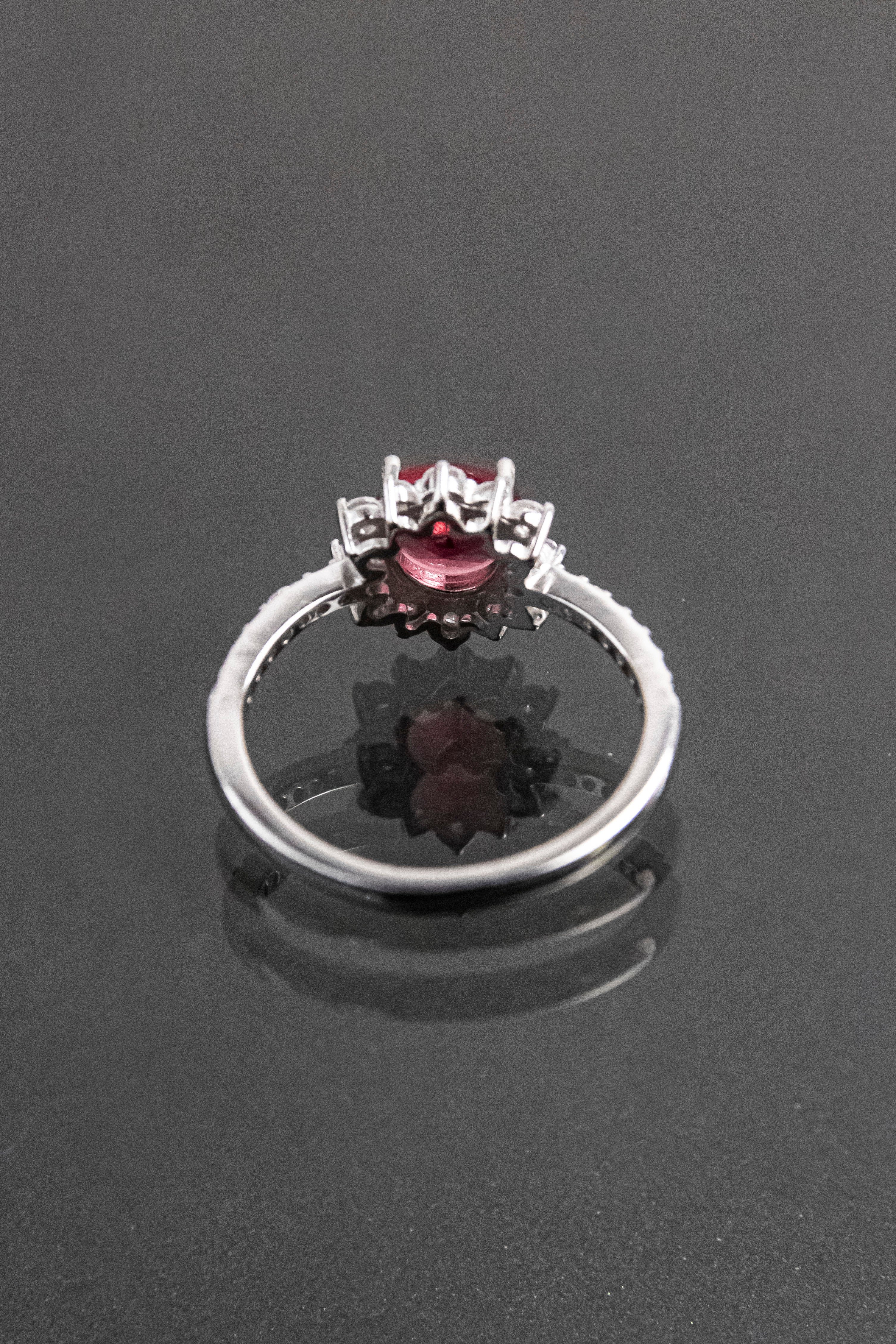 Anillo De Plata Turca Con Piedra Natural Roja De Laboratorio
