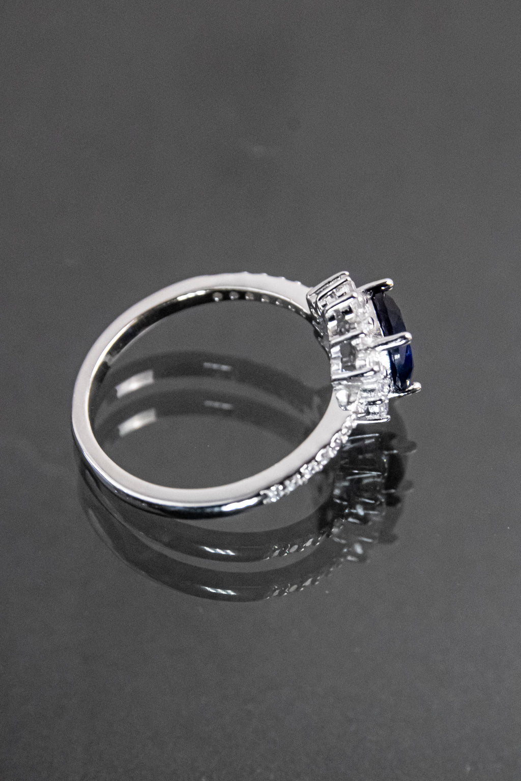 Anillo De Plata Turca Con Piedra Natural Azul Zafiro De Laboratorio