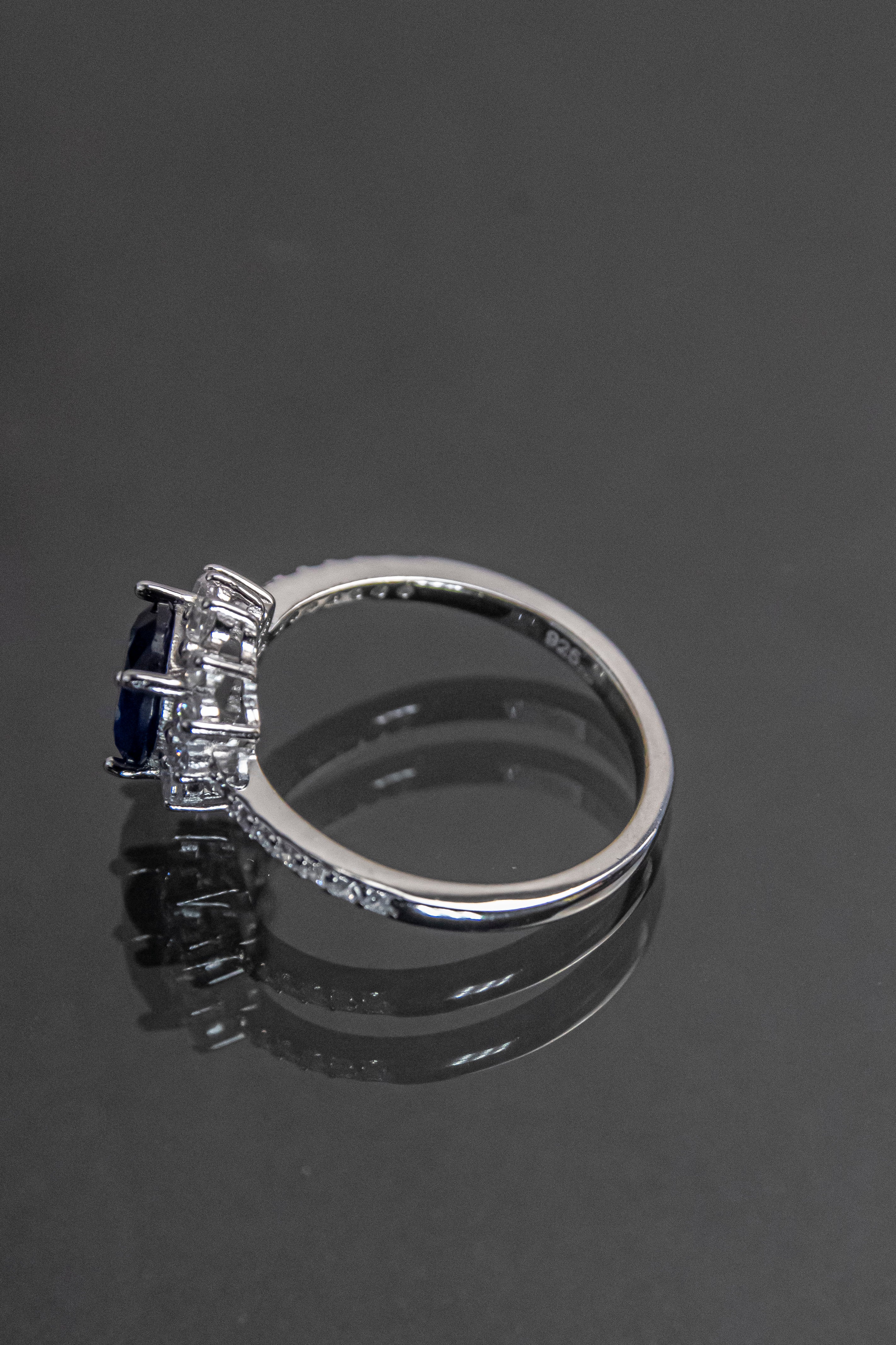 Anillo De Plata Turca Con Piedra Natural Azul Zafiro De Laboratorio