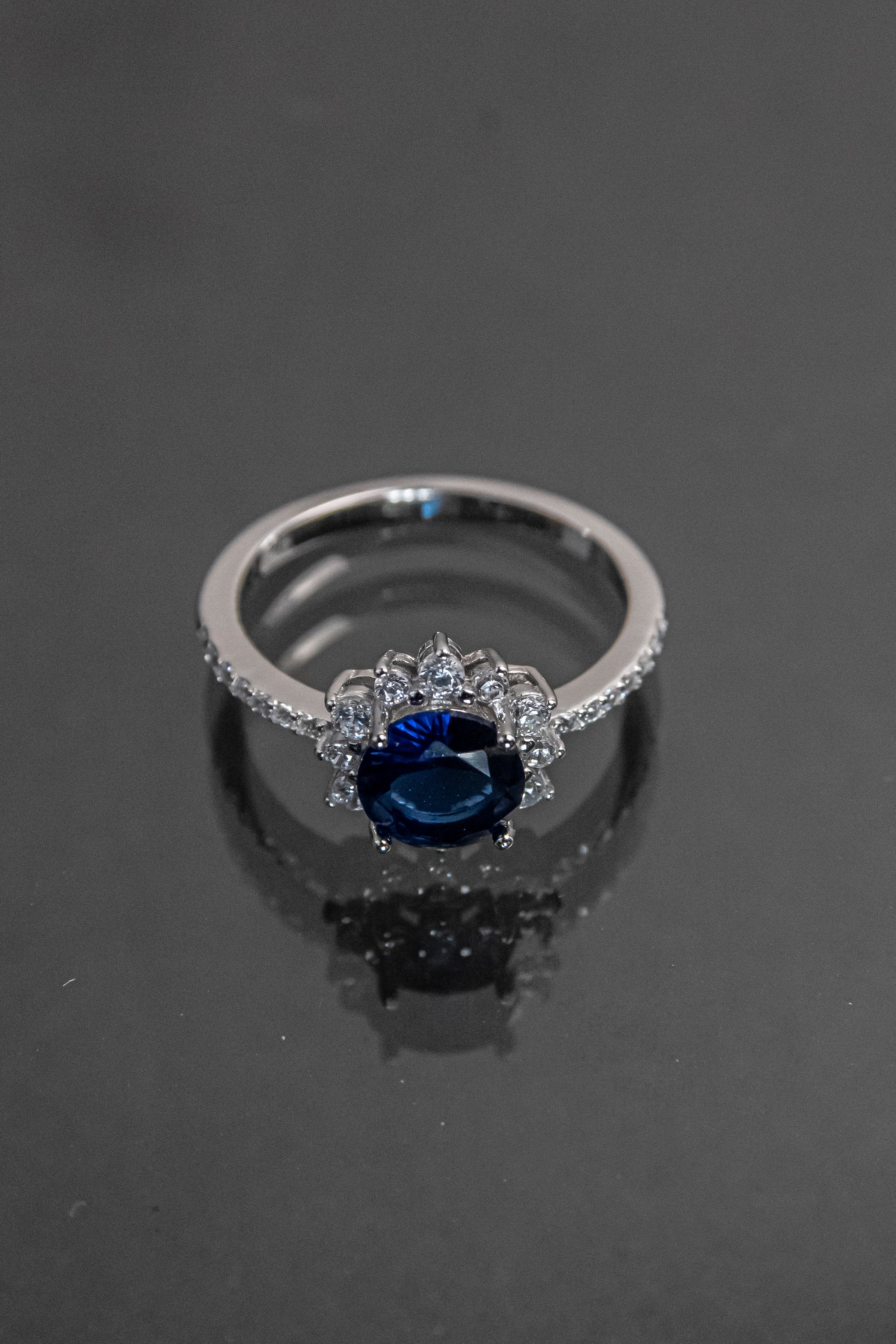 Anillo De Plata Turca Con Piedra Natural Azul Zafiro De Laboratorio