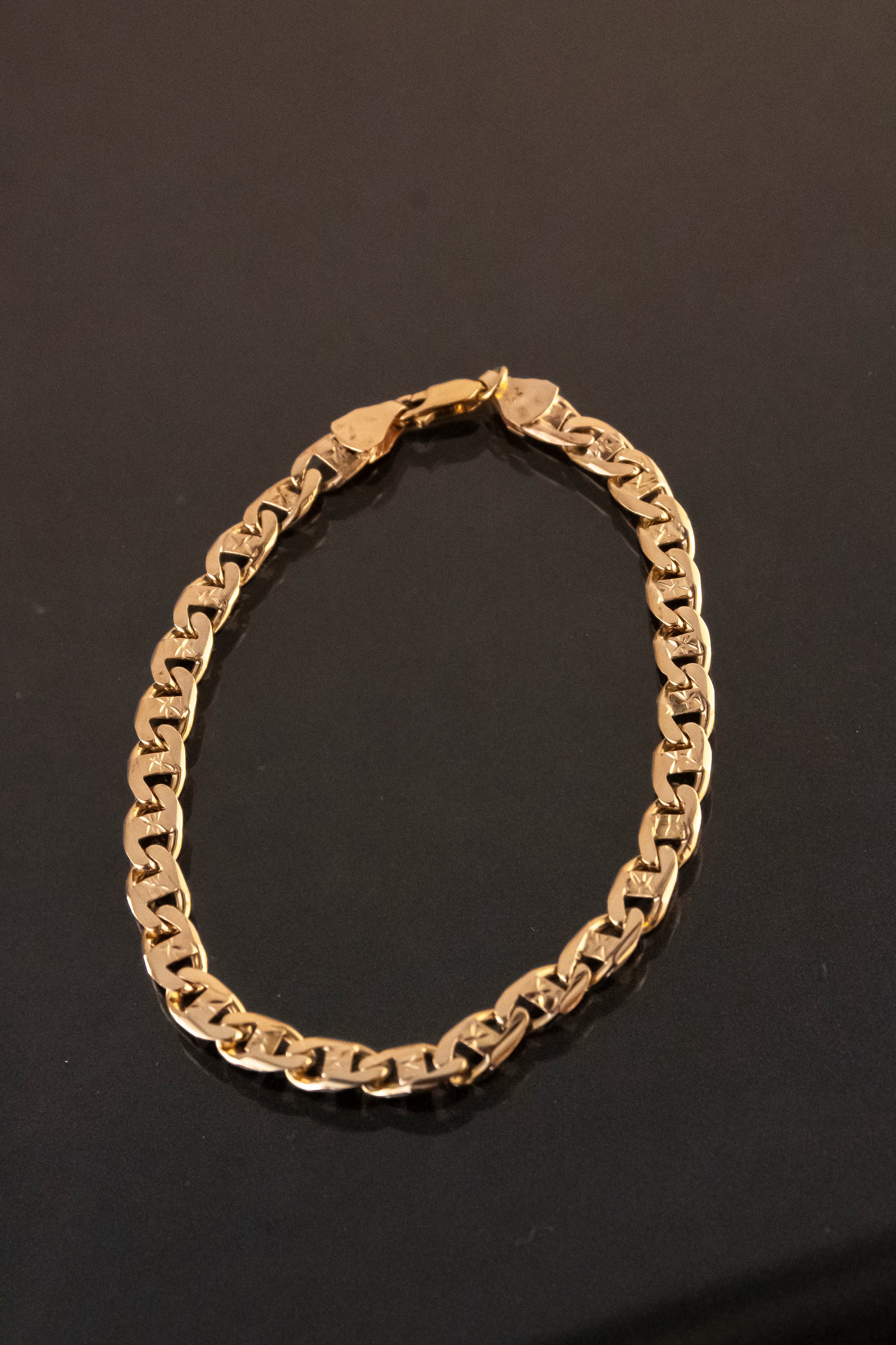 Pulso de Oro, eslabón Gucci 14k, Broches De 18k
