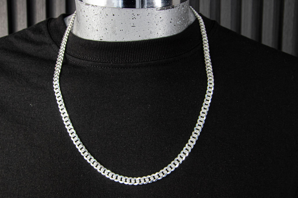 Cadena de Plata Esterlina eslabón Cubano 6mm X 60cm