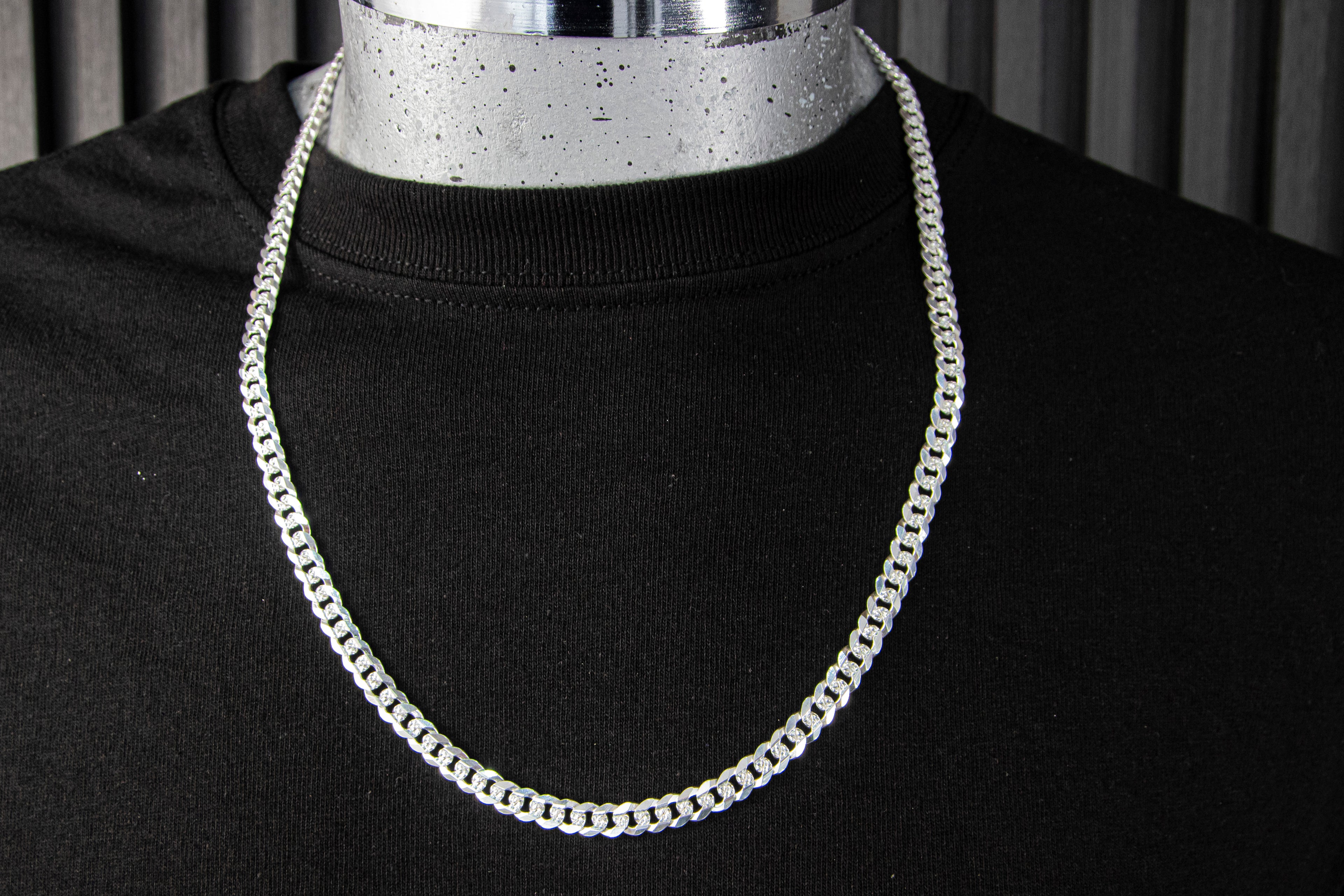 Cadena de Plata Esterlina eslabón Cubano 6mm X 60cm