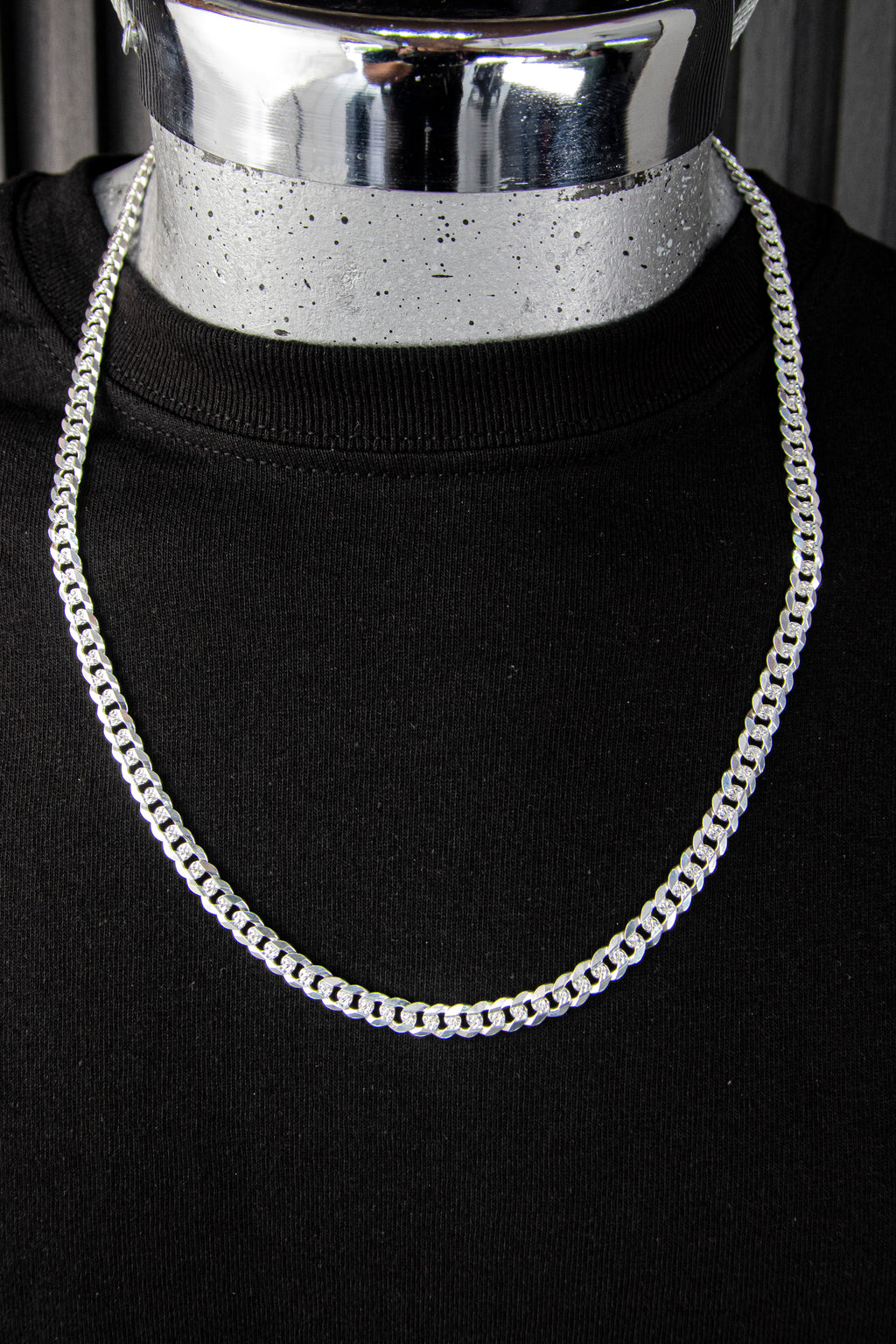 Cadena de Plata Esterlina eslabón Cubano 6mm X 60cm