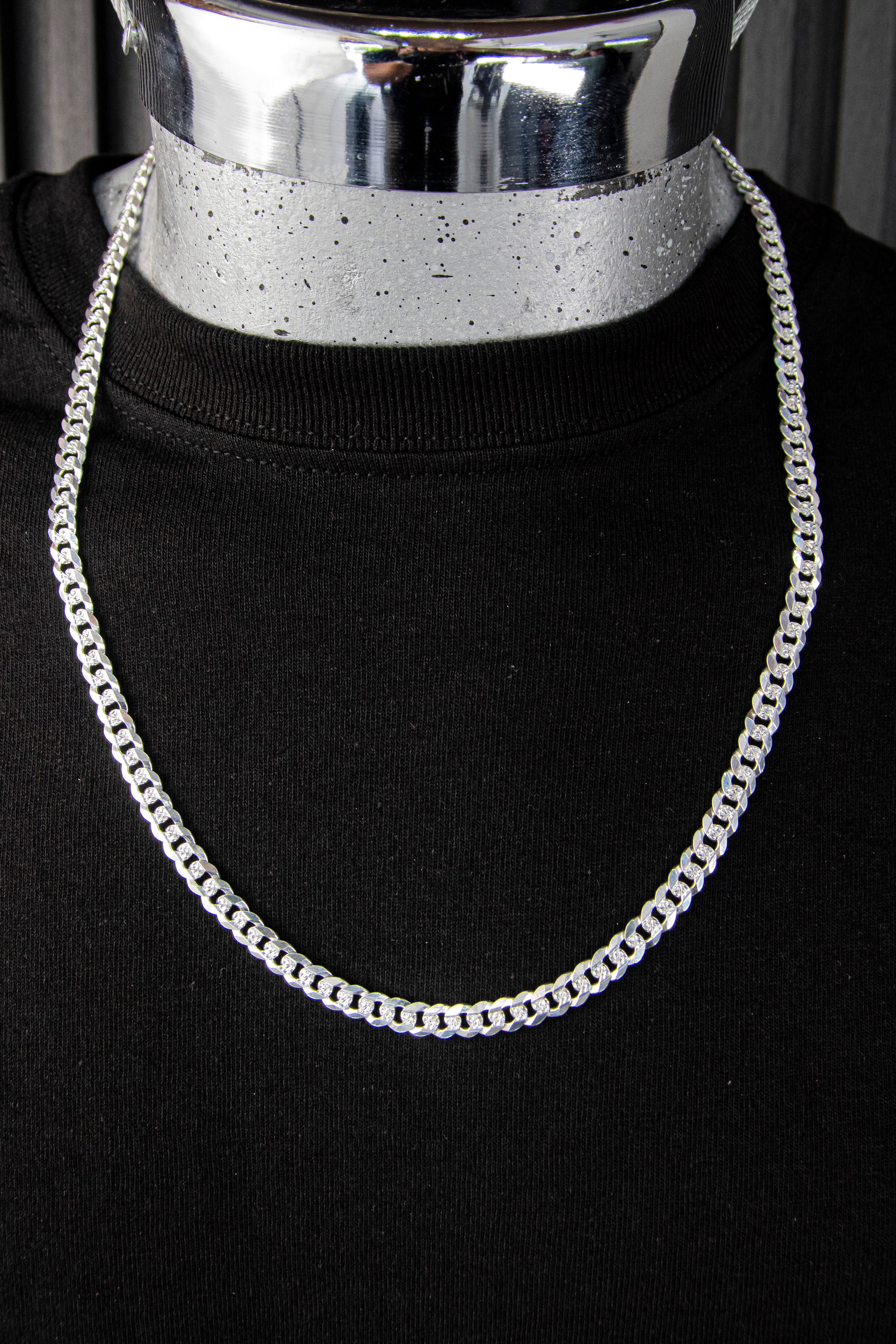 Cadena de Plata Esterlina eslabón Cubano 6mm X 60cm