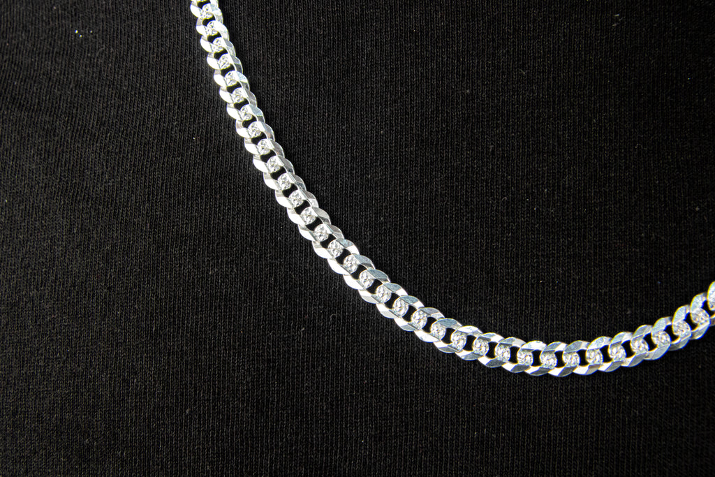 Cadena de Plata Esterlina eslabón Cubano 6mm X 60cm