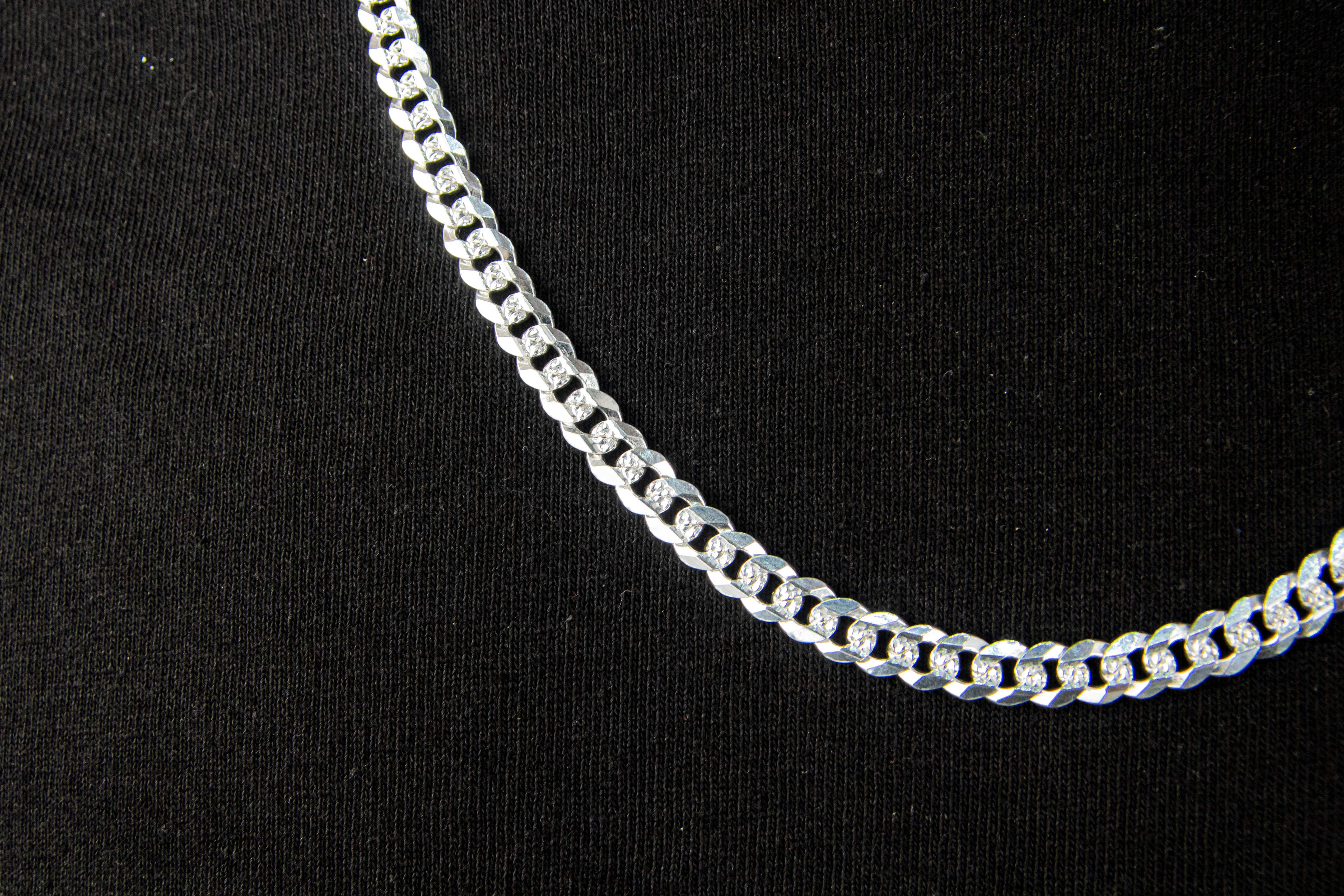 Cadena de Plata Esterlina eslabón Cubano 6mm X 60cm
