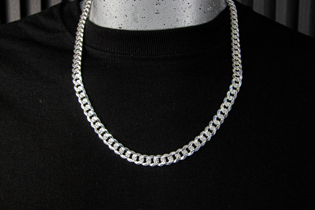 Cadena Plata Esterlina eslabón Cubano 8.2mm X 55cm