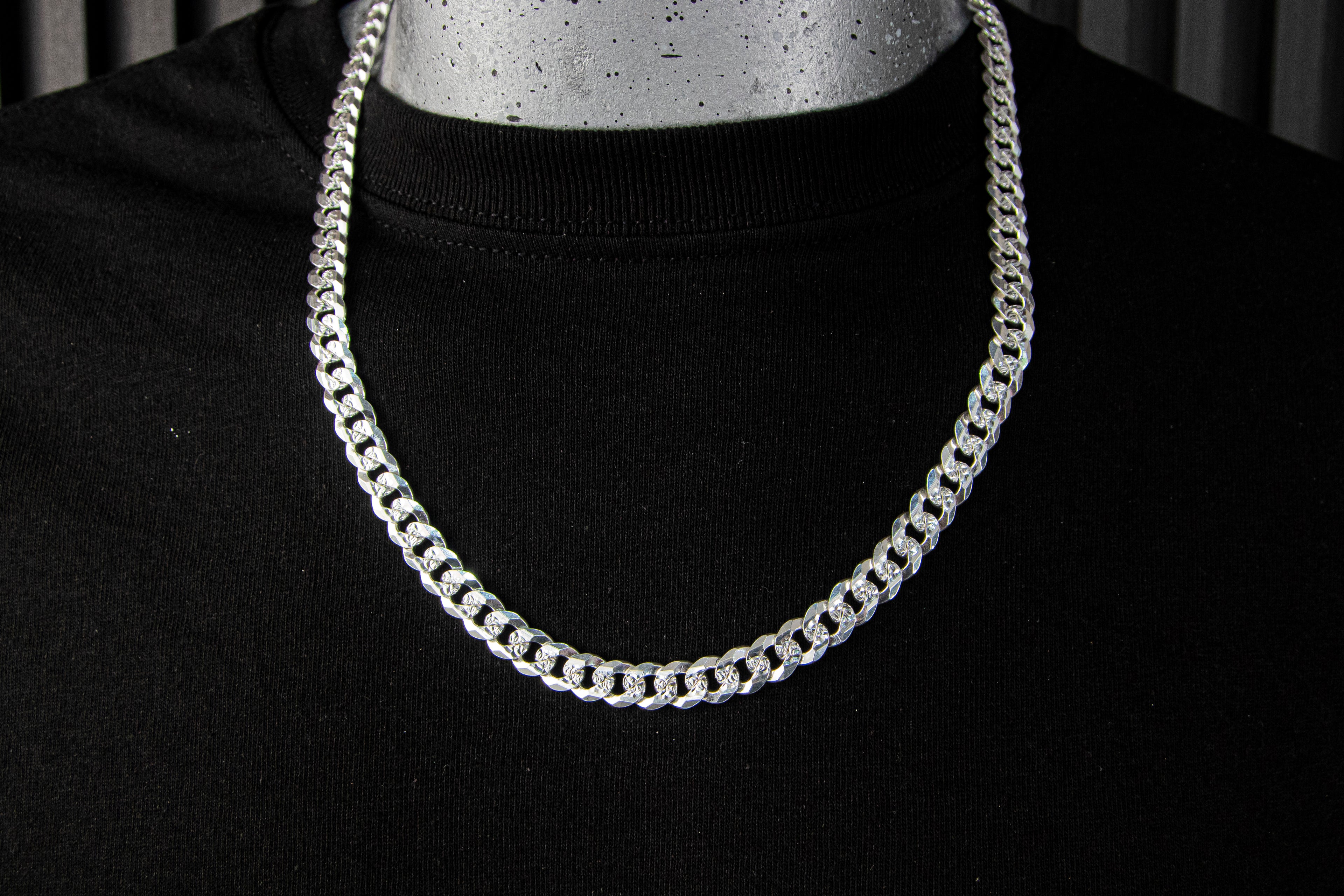 Cadena Plata Esterlina eslabón Cubano 8.2mm X 55cm