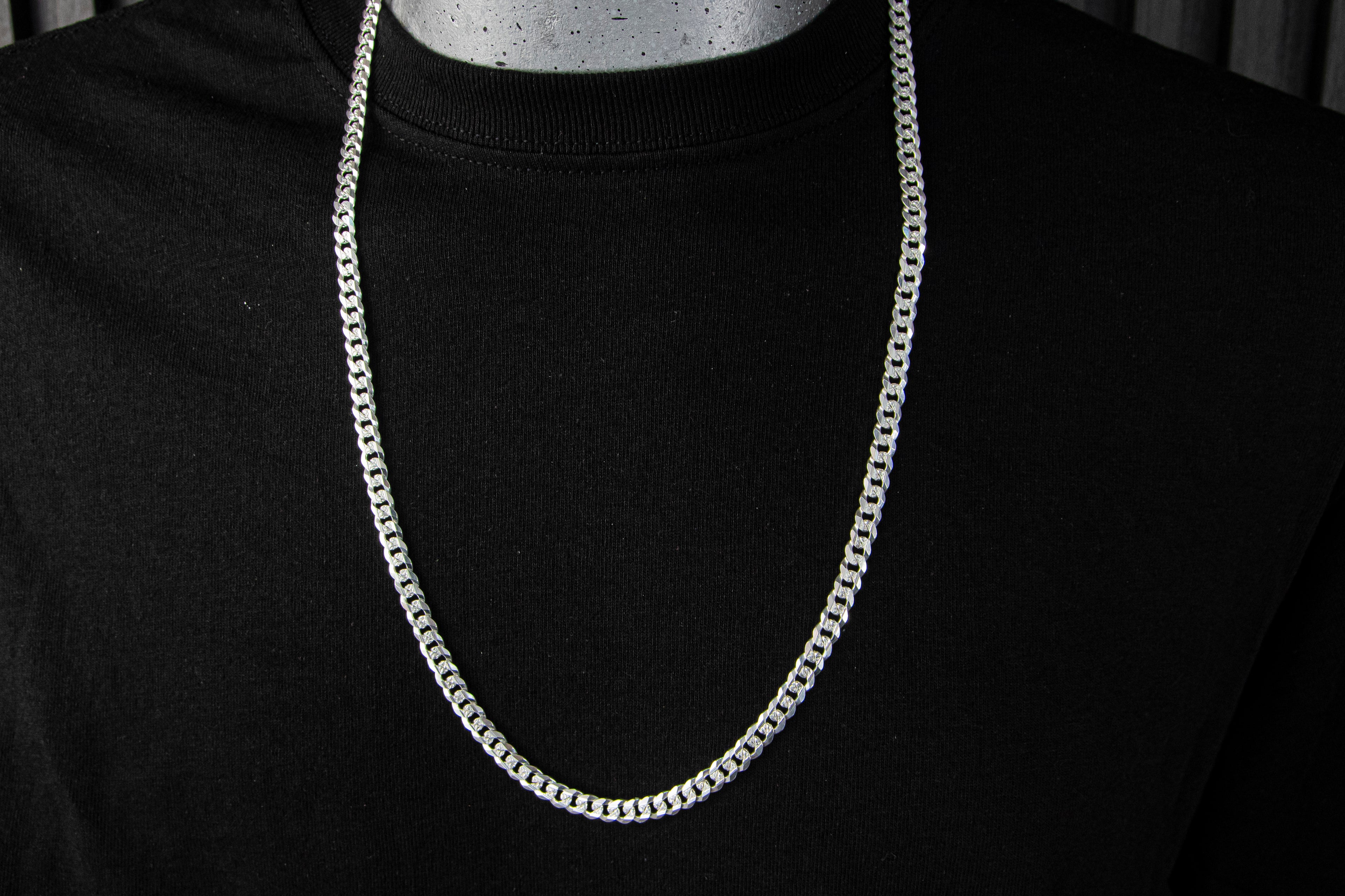 Cadena plata Esterlina Eslabón Cubano 6mm x 70cm