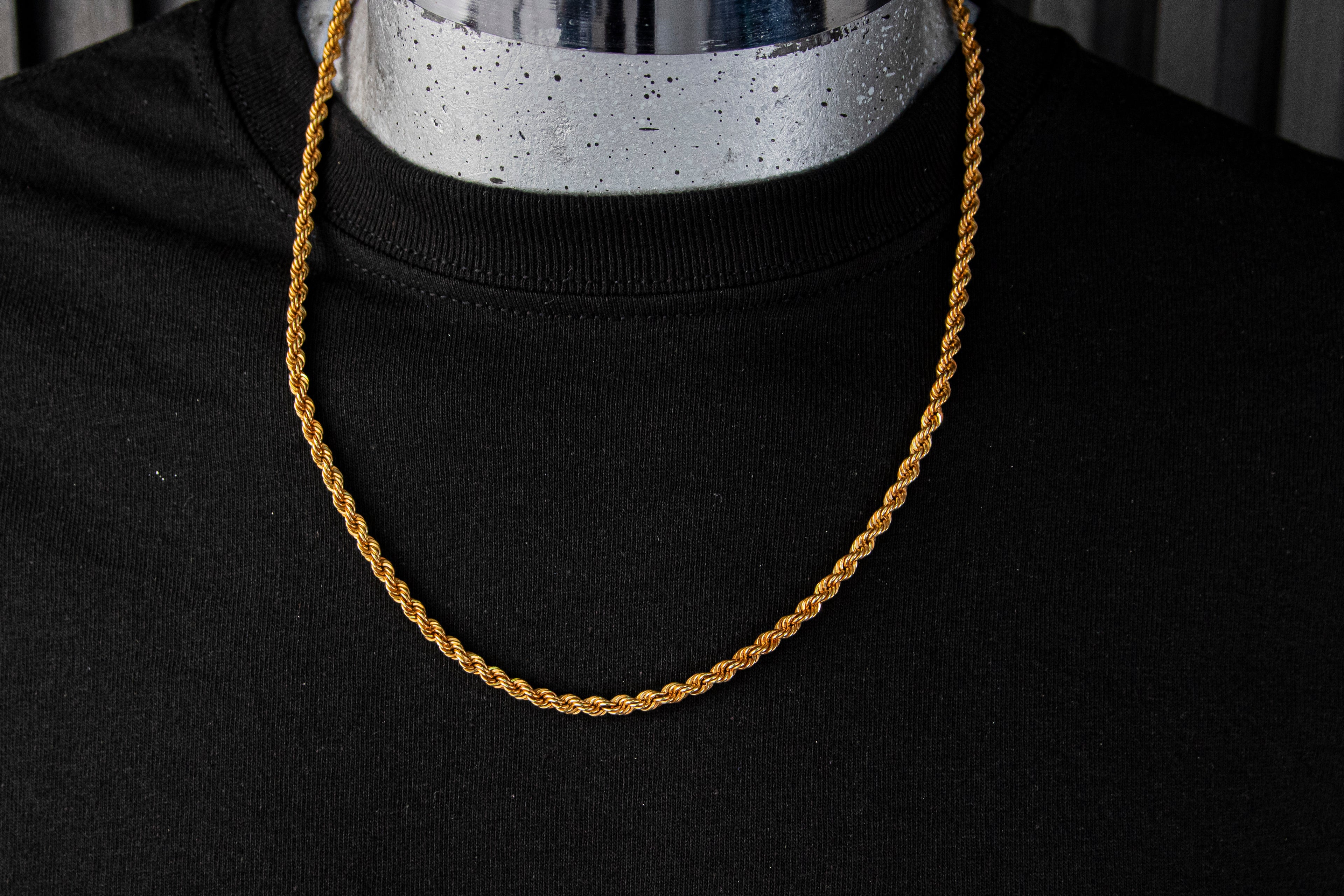 Cadena Torzal, largo 44.5cm, ancho 2mm, Oro 14k