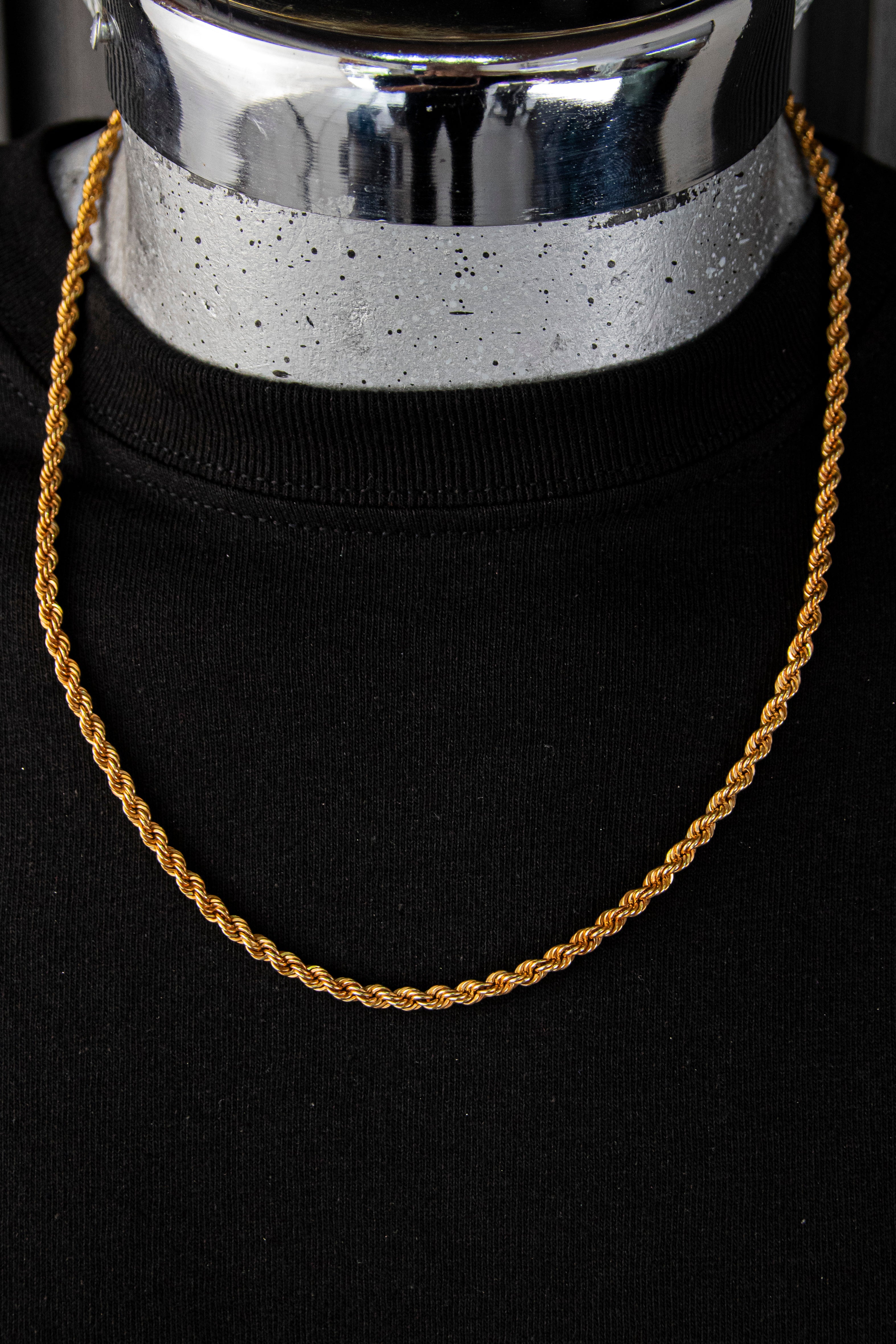 Cadena Torzal, largo 44.5cm, ancho 2mm, Oro 14k