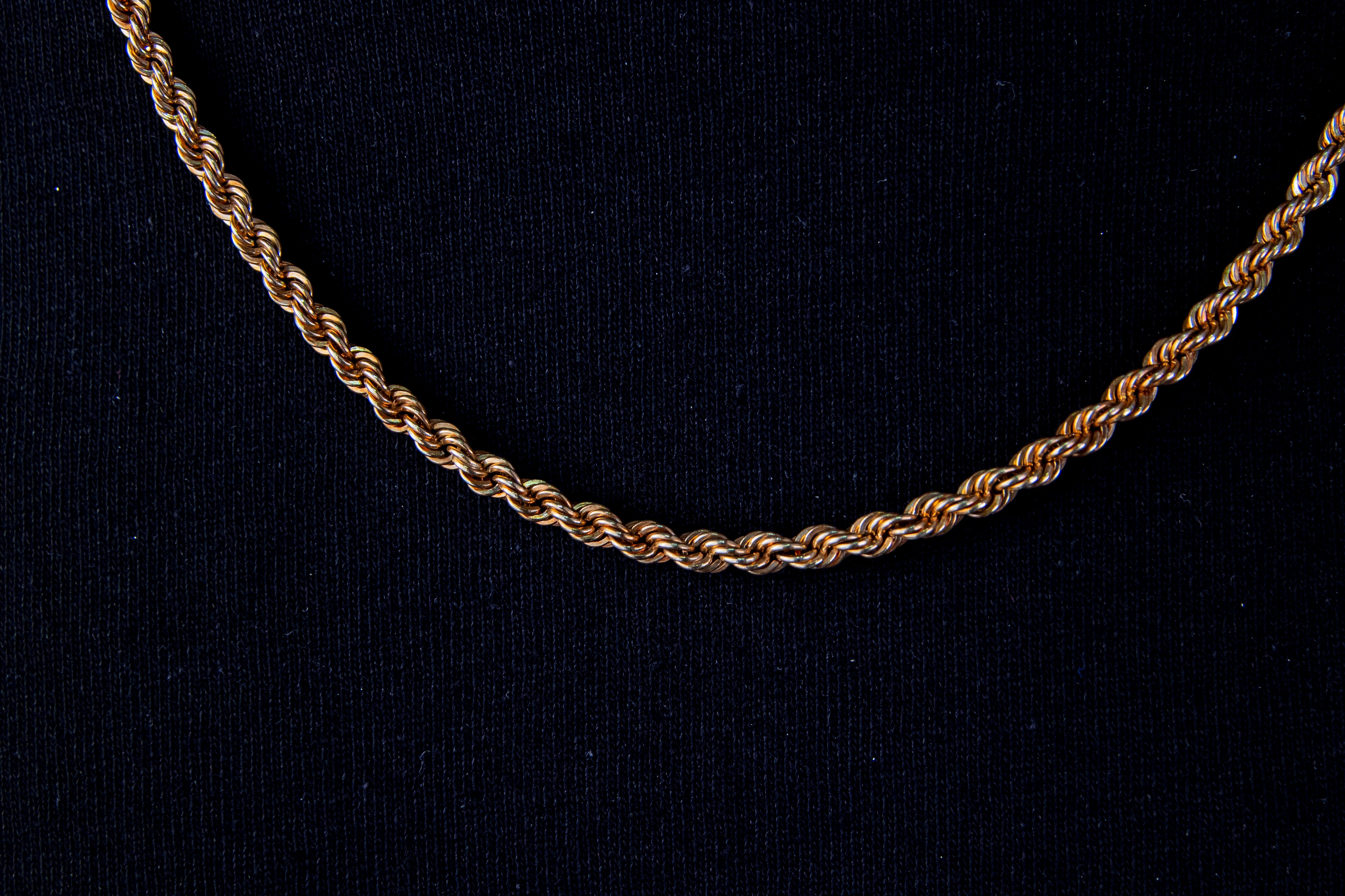 Cadena Torzal, largo 44.5cm, ancho 2mm, Oro 14k