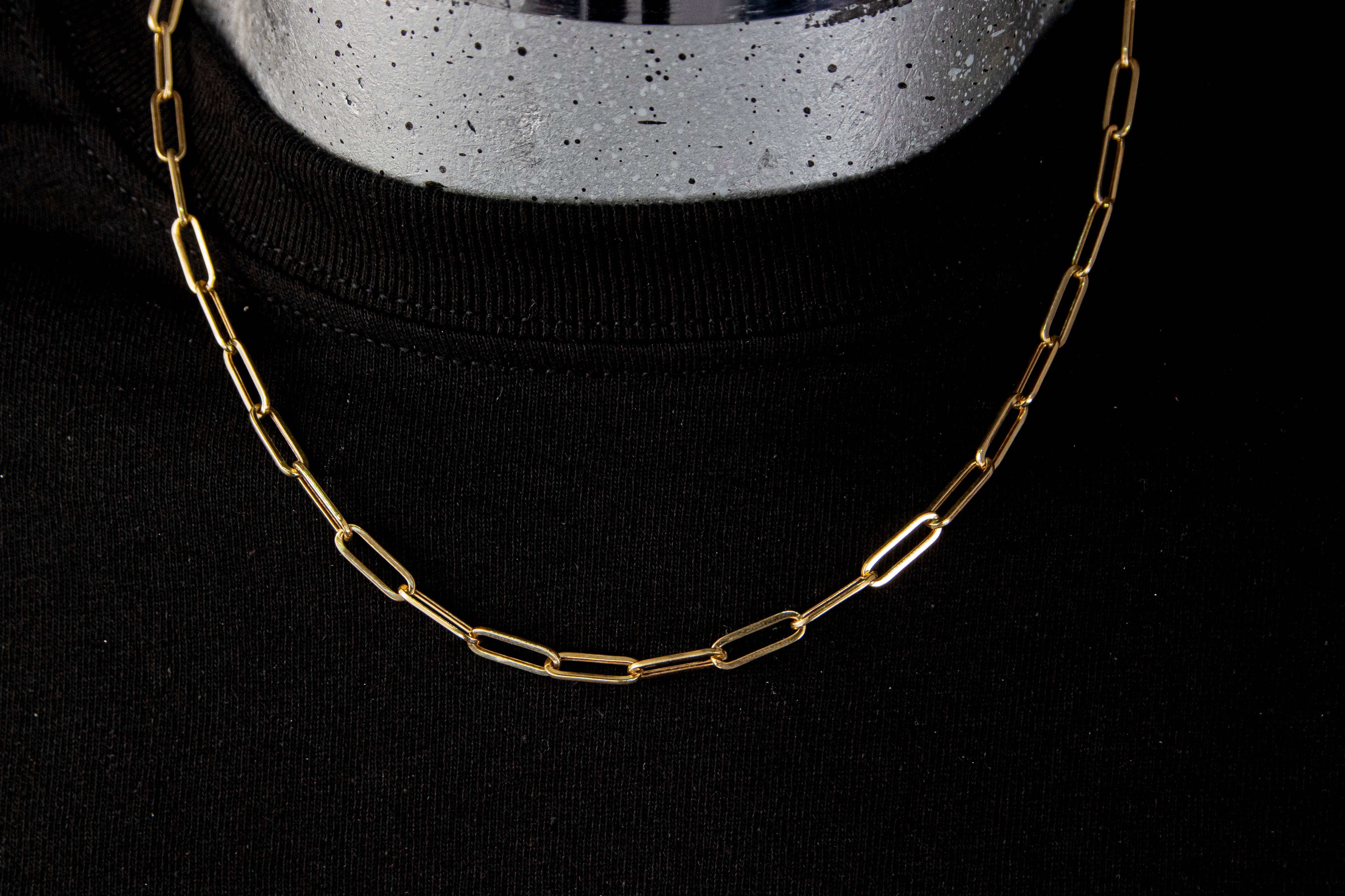 Cadena eslabón abierto, largo 50cm, ancho 4.4mm, Oro 14k