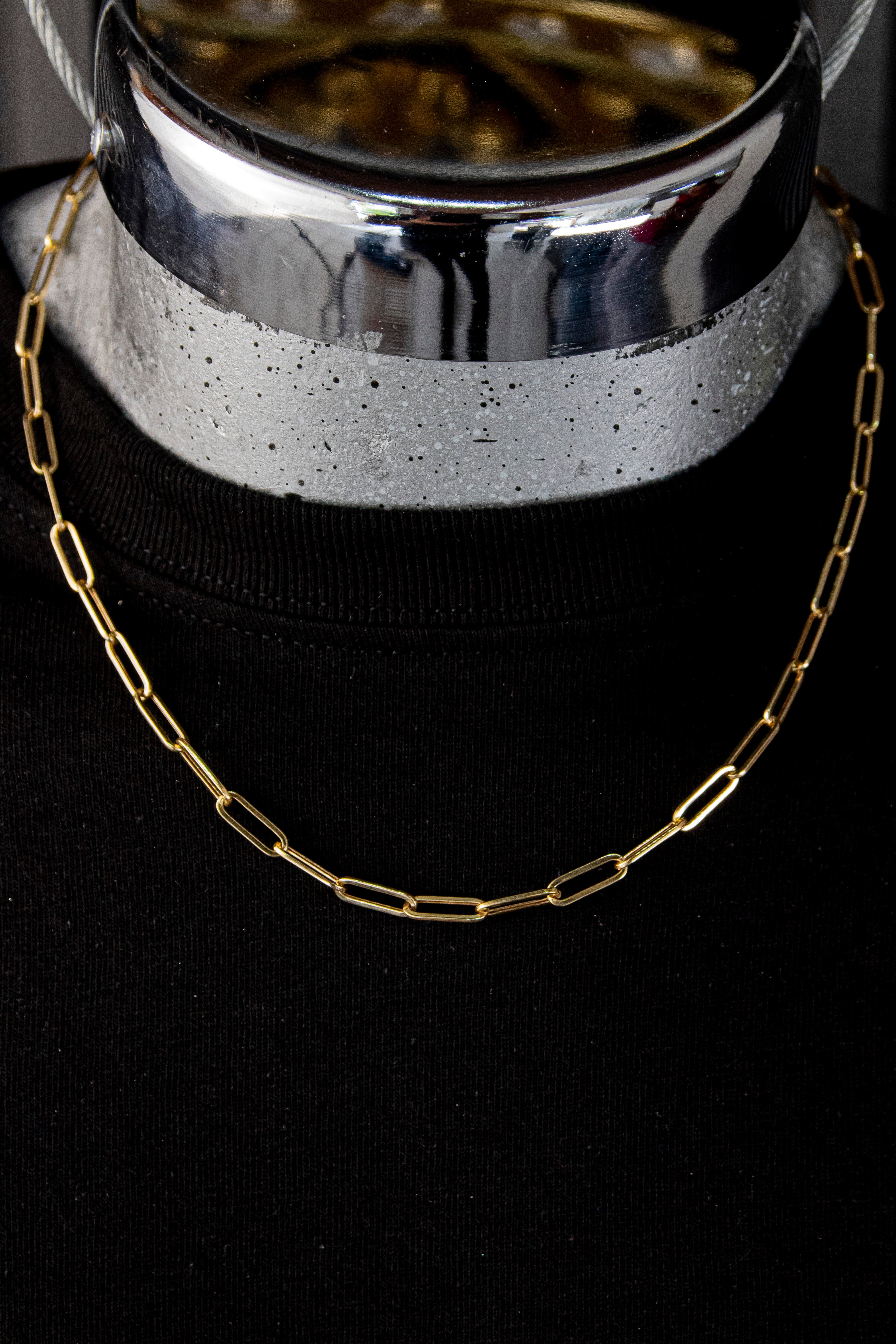 Cadena eslabón abierto, largo 50cm, ancho 4.4mm, Oro 14k