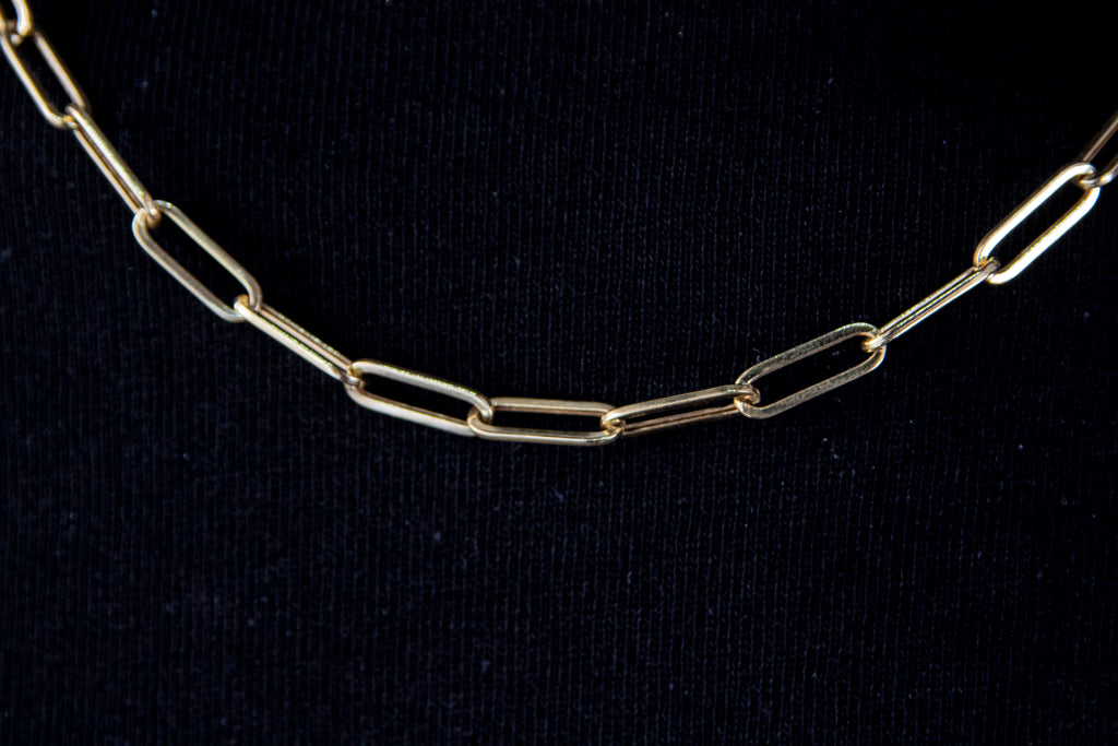 Cadena eslabón abierto, largo 50cm, ancho 4.4mm, Oro 14k