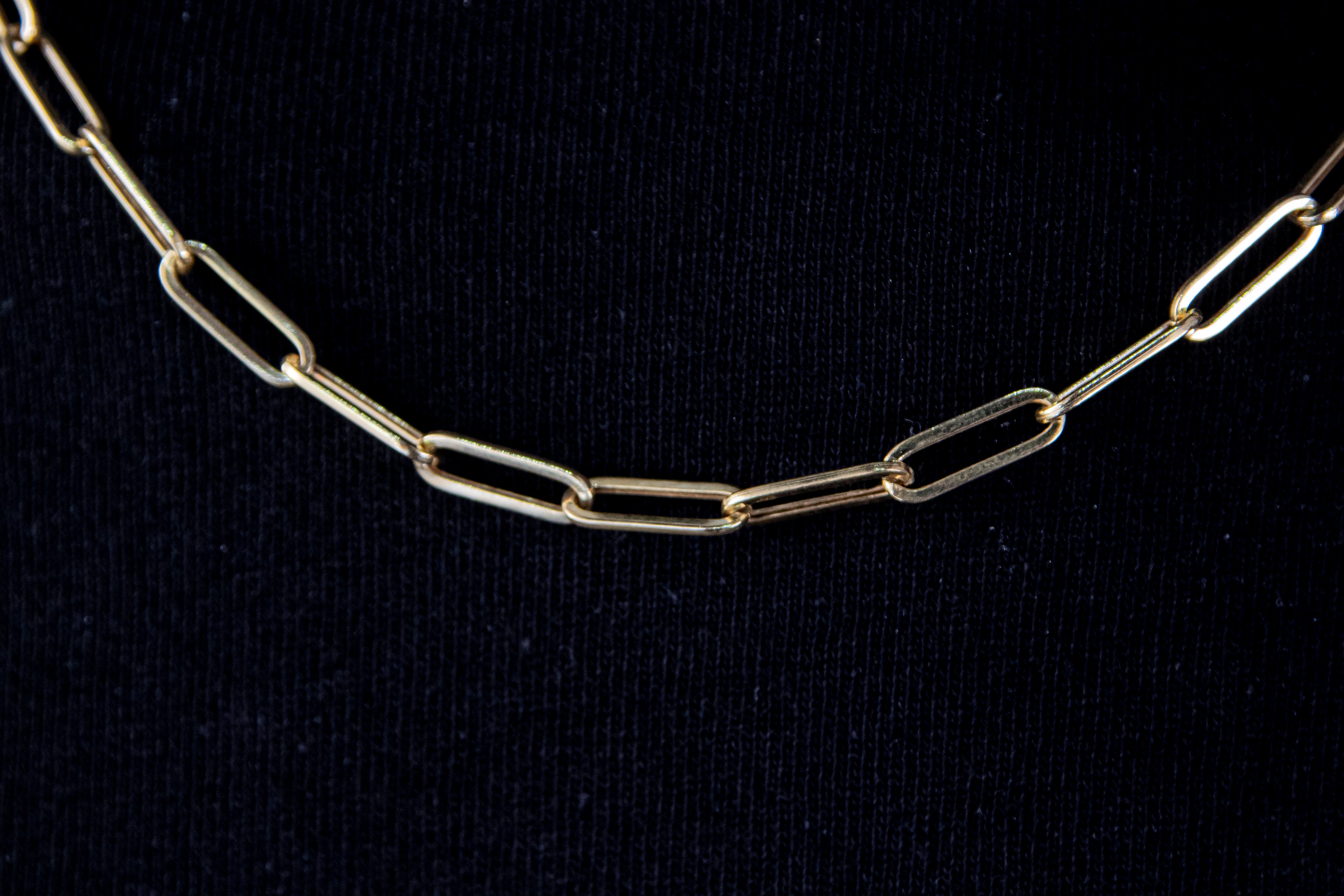 Cadena eslabón abierto, largo 50cm, ancho 4.4mm, Oro 14k