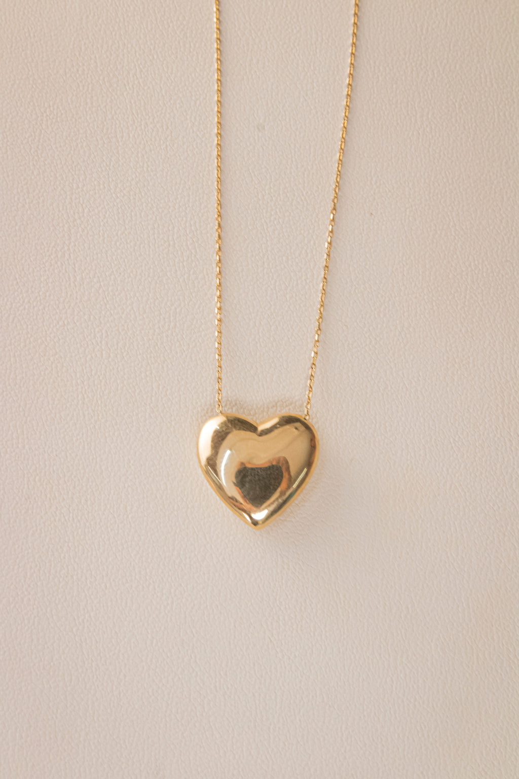 Gargantilla Ligera con Dije Corazón Abultado, largo 40cm, Italy 14k