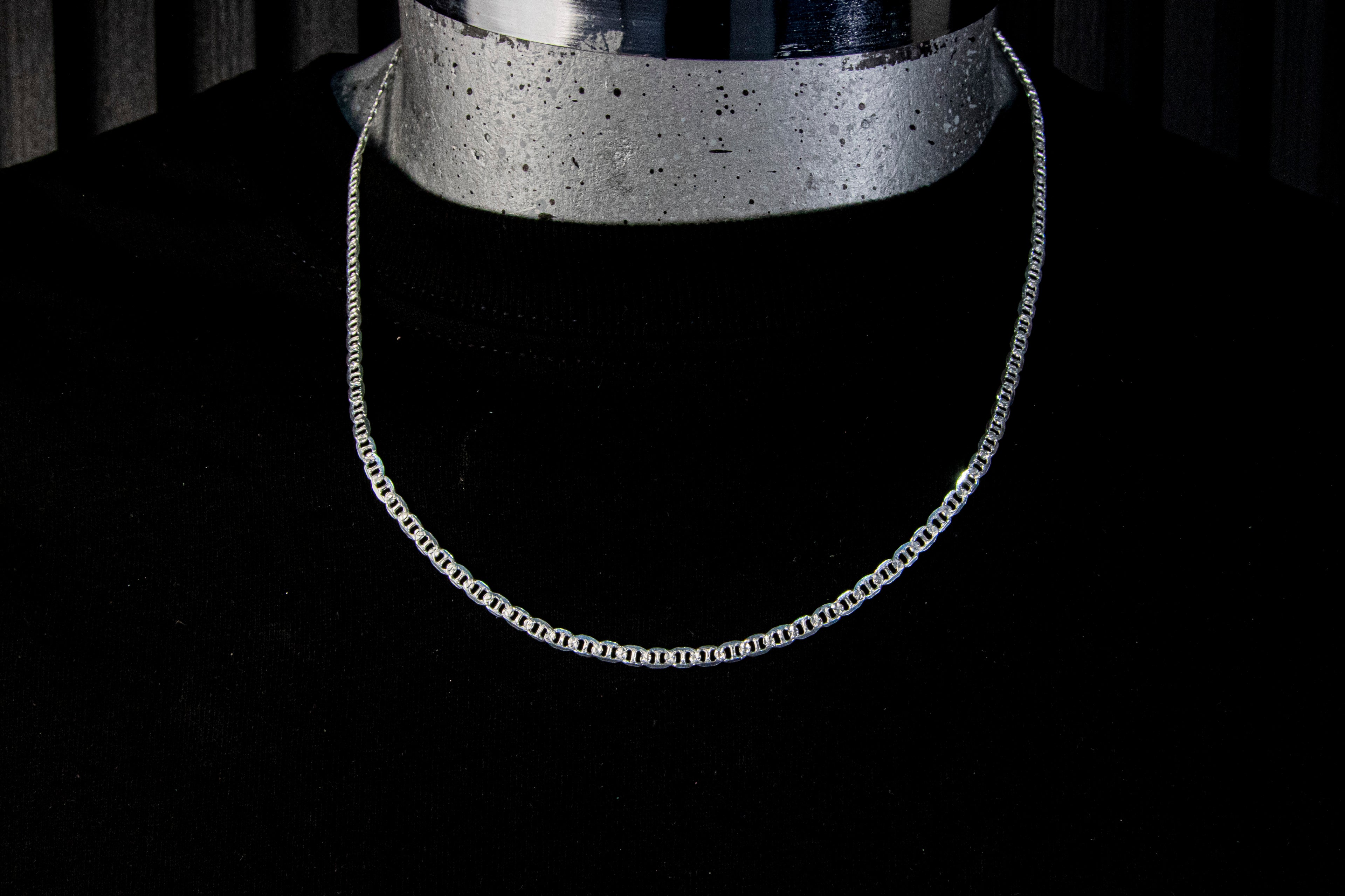 Cadena de Plata Esterlina, eslabón Gucci diamantado 3.5 mm x 50 cm