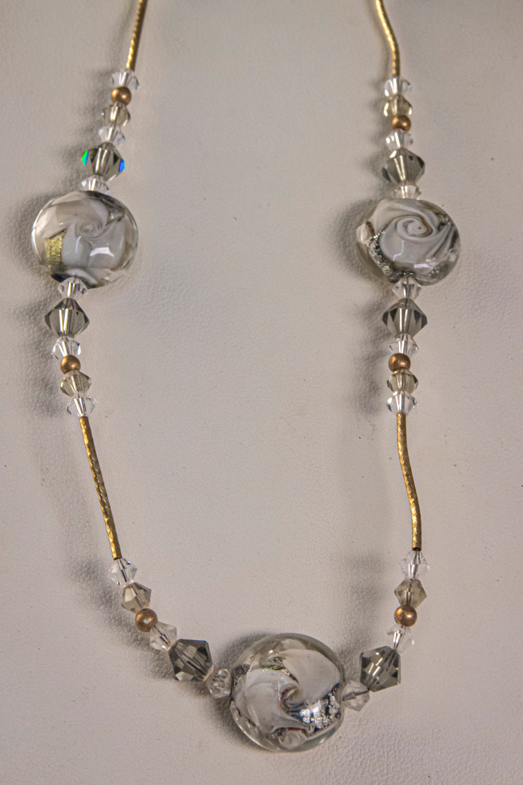 Gargantilla Con Cristal Swarovsky Gris 14k