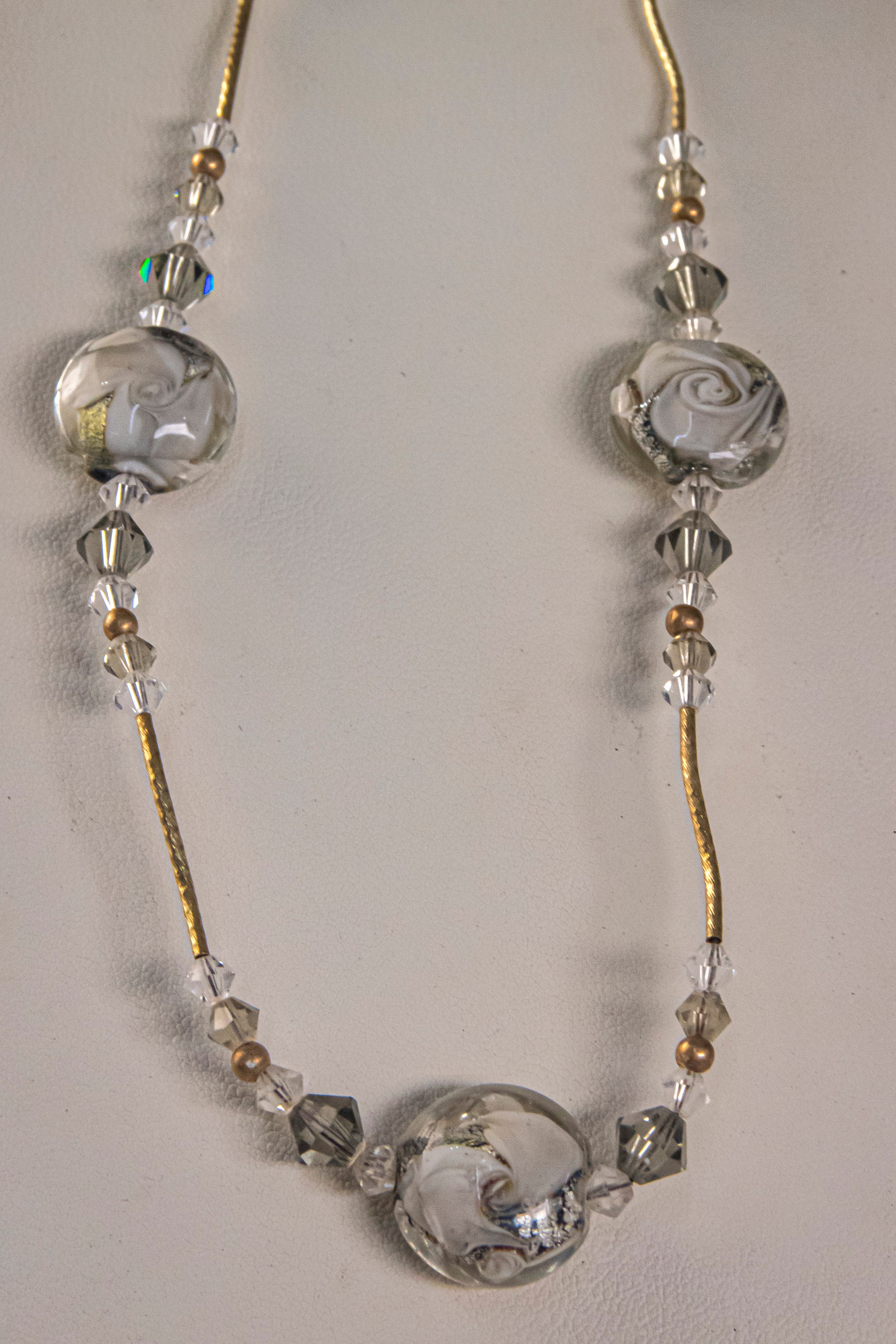 Gargantilla Con Cristal Swarovsky Gris 14k