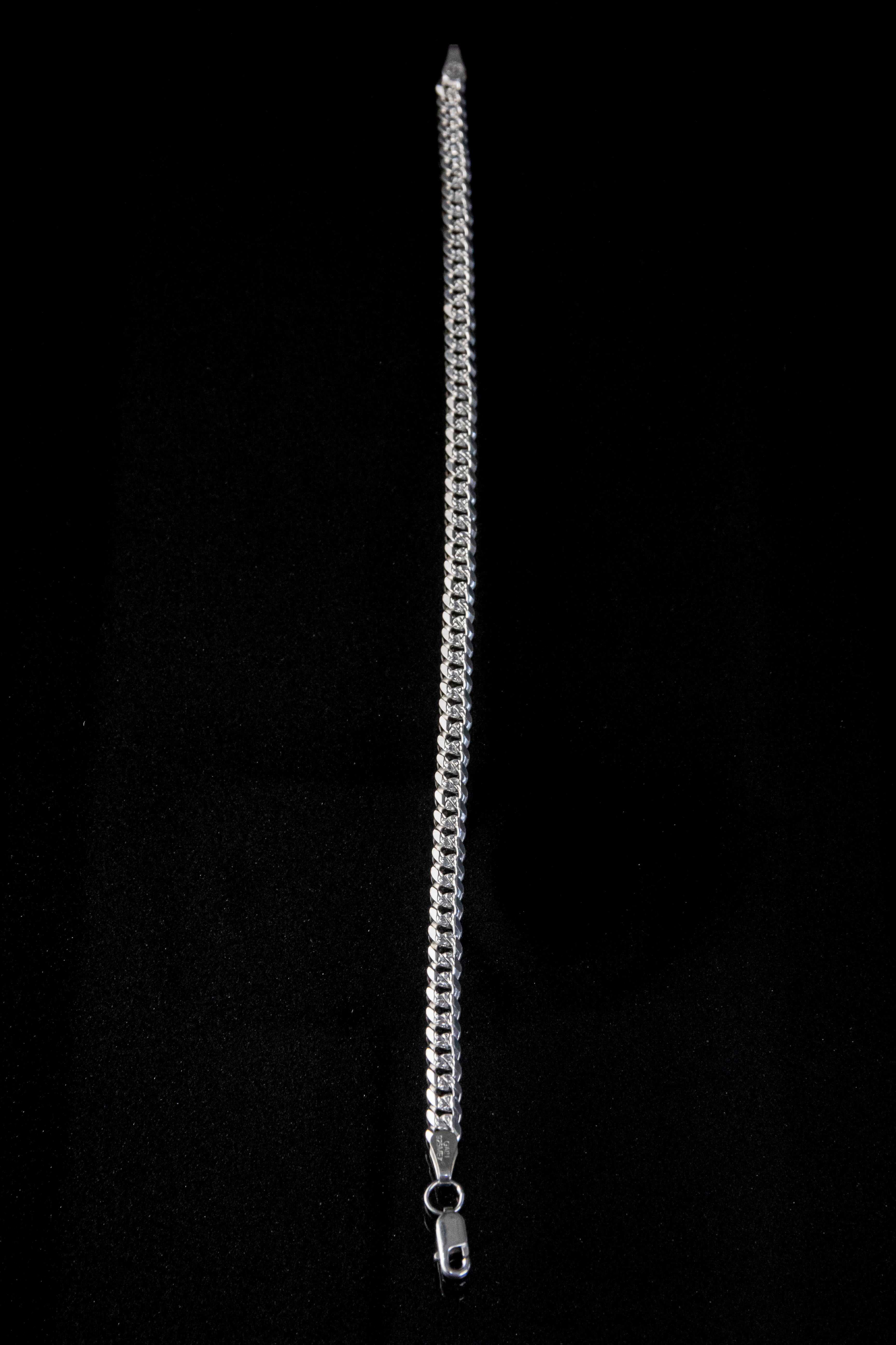 Pulso de Plata Esterlina, eslabón Barbado Diamantado 4.8mm x 22cm