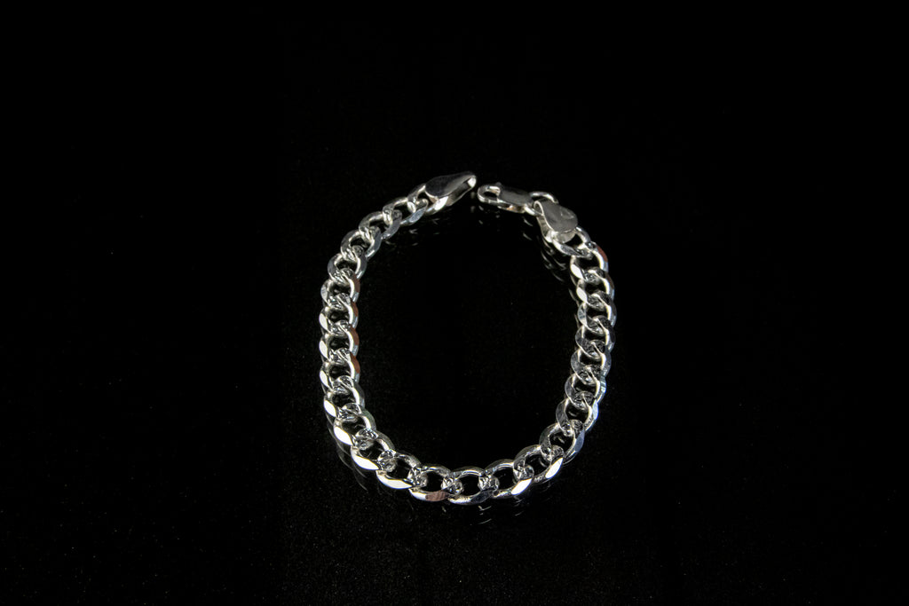 Pulso de Plata Esterlina, eslabón Barbado 7.2mm x 19cm