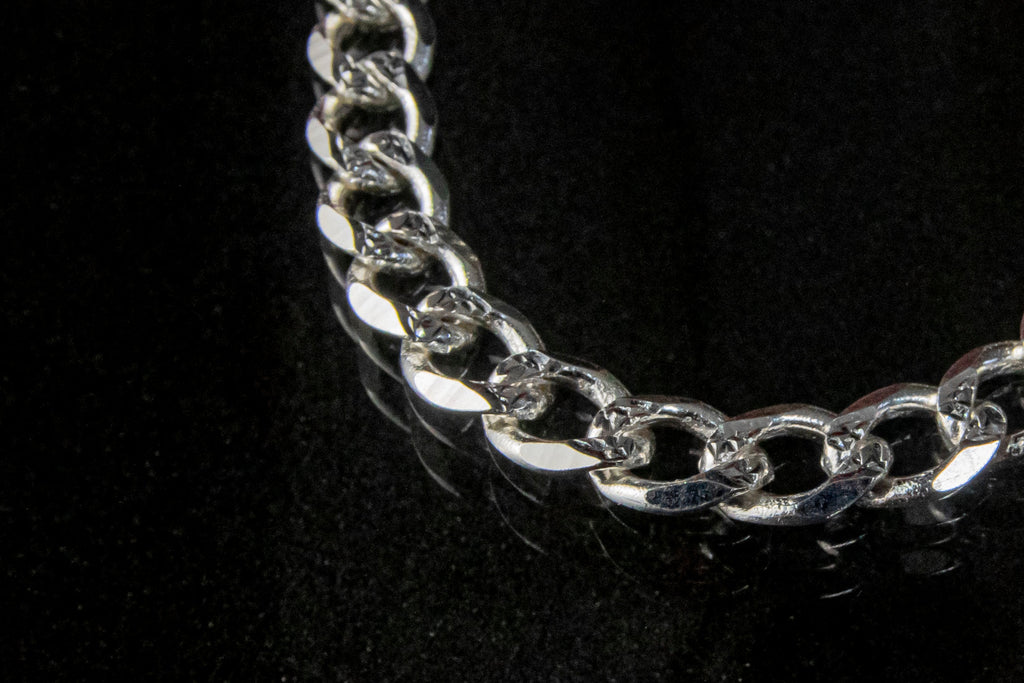 Pulso de Plata Esterlina, eslabón Barbado 7.2mm x 19cm