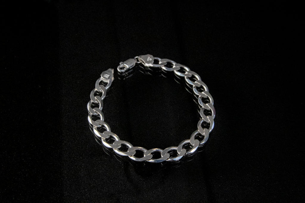 Pulso de Plata Esterlina, eslabón Barbado Abierto 8.5mm x 20cm