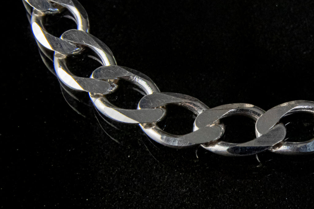 Pulso de Plata Esterlina, eslabón Barbado Abierto 8.5mm x 20cm
