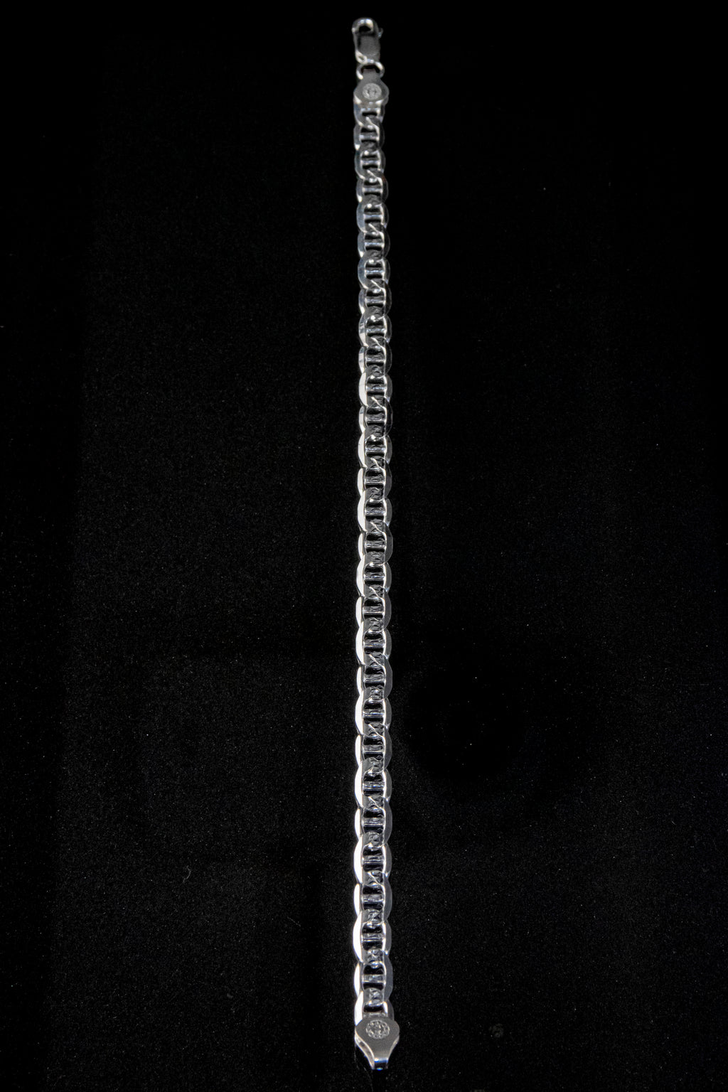 Pulso de Plata Esterlina, eslabón Marinero Diamantado 6.4mm x 24cm