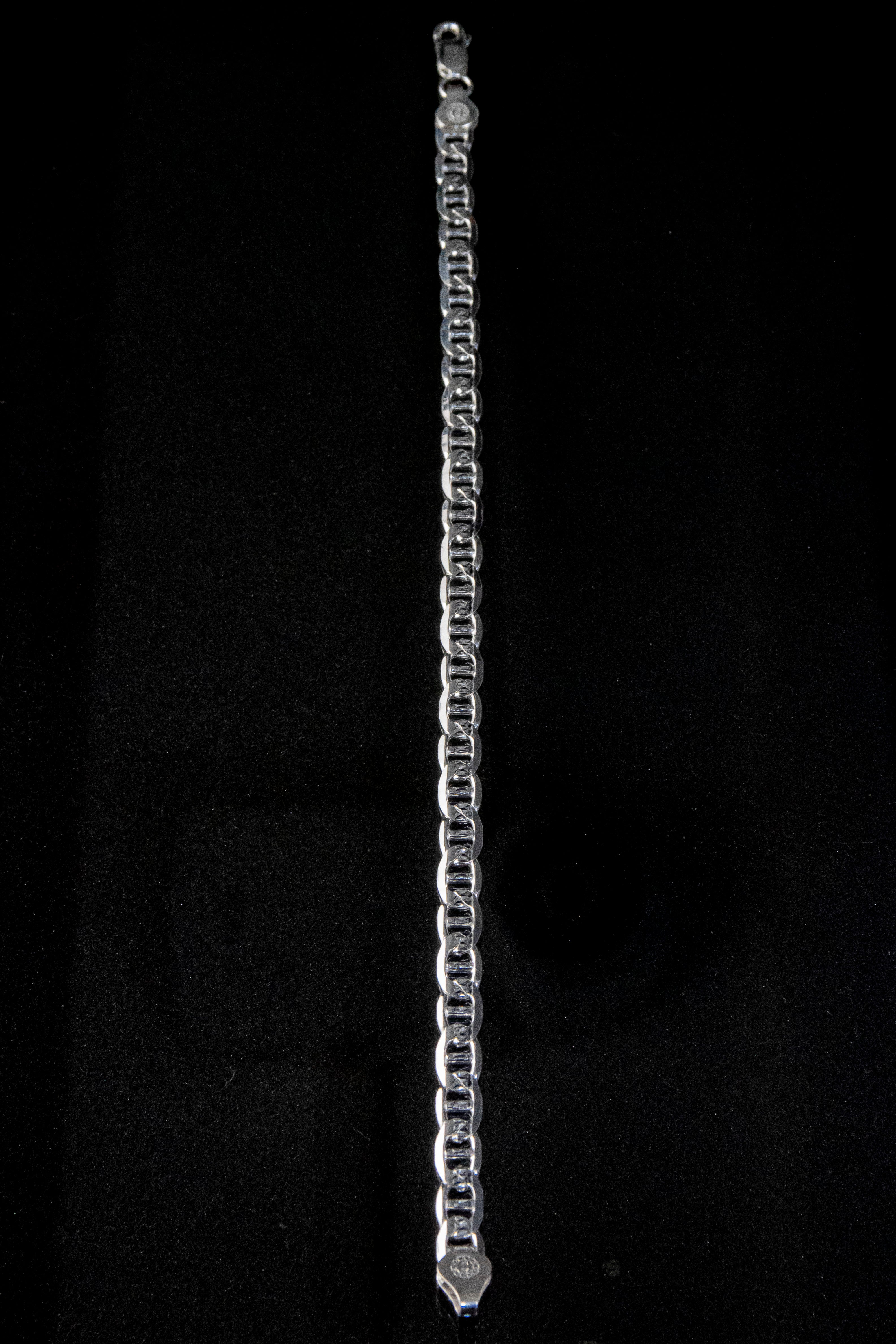 Pulso de Plata Esterlina, eslabón Marinero Diamantado 6.4mm x 24cm