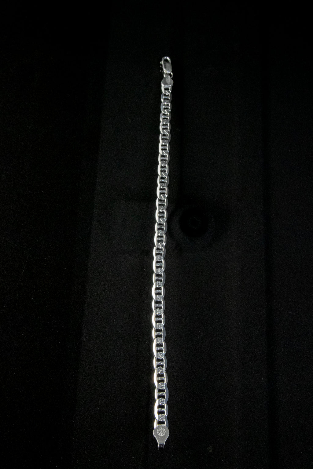 Pulso de Plata Esterlina, eslabón Marinero Diamantado 6.5mm x 24cm